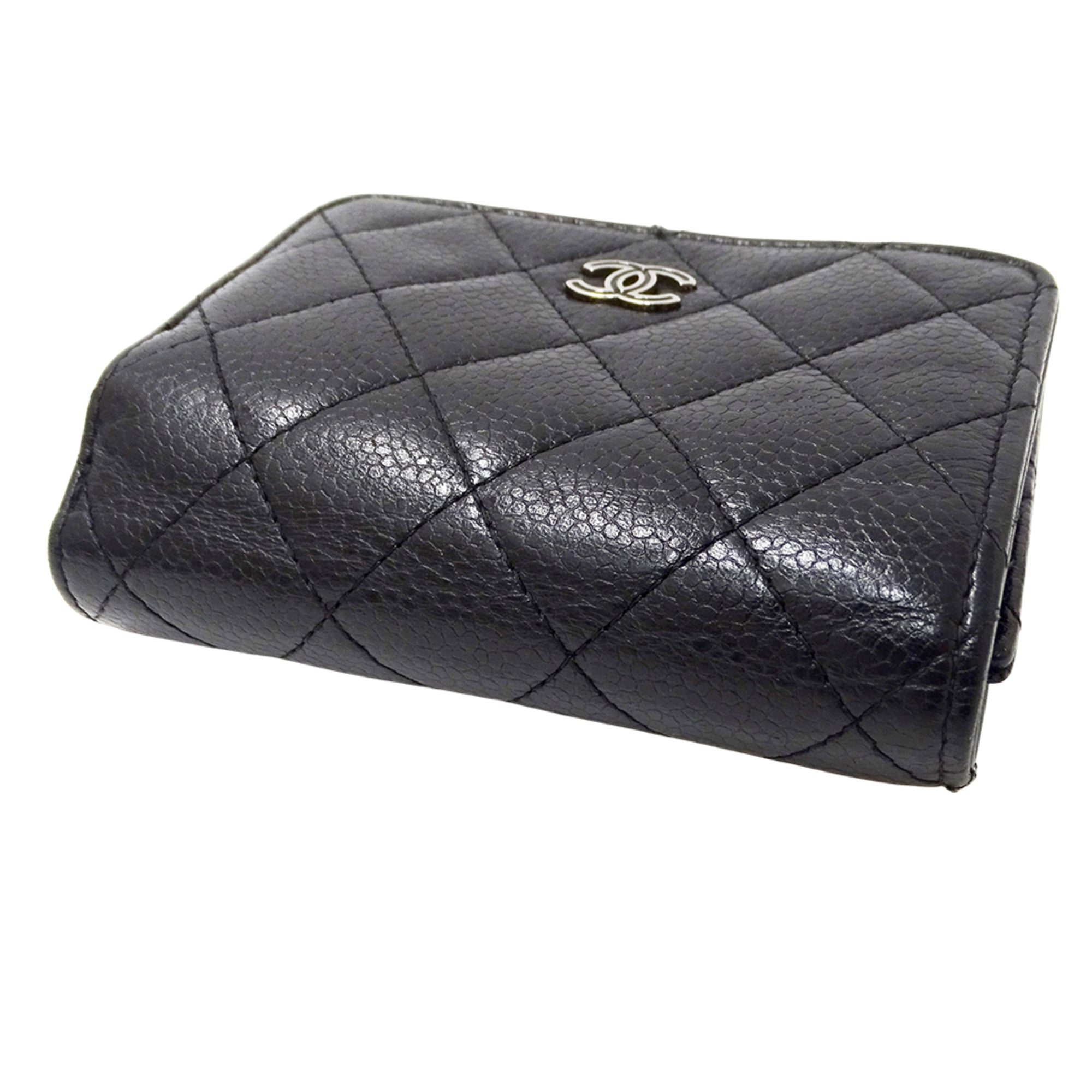 Chanel Black Grained Calfskin Wallet (Tri-Fold)