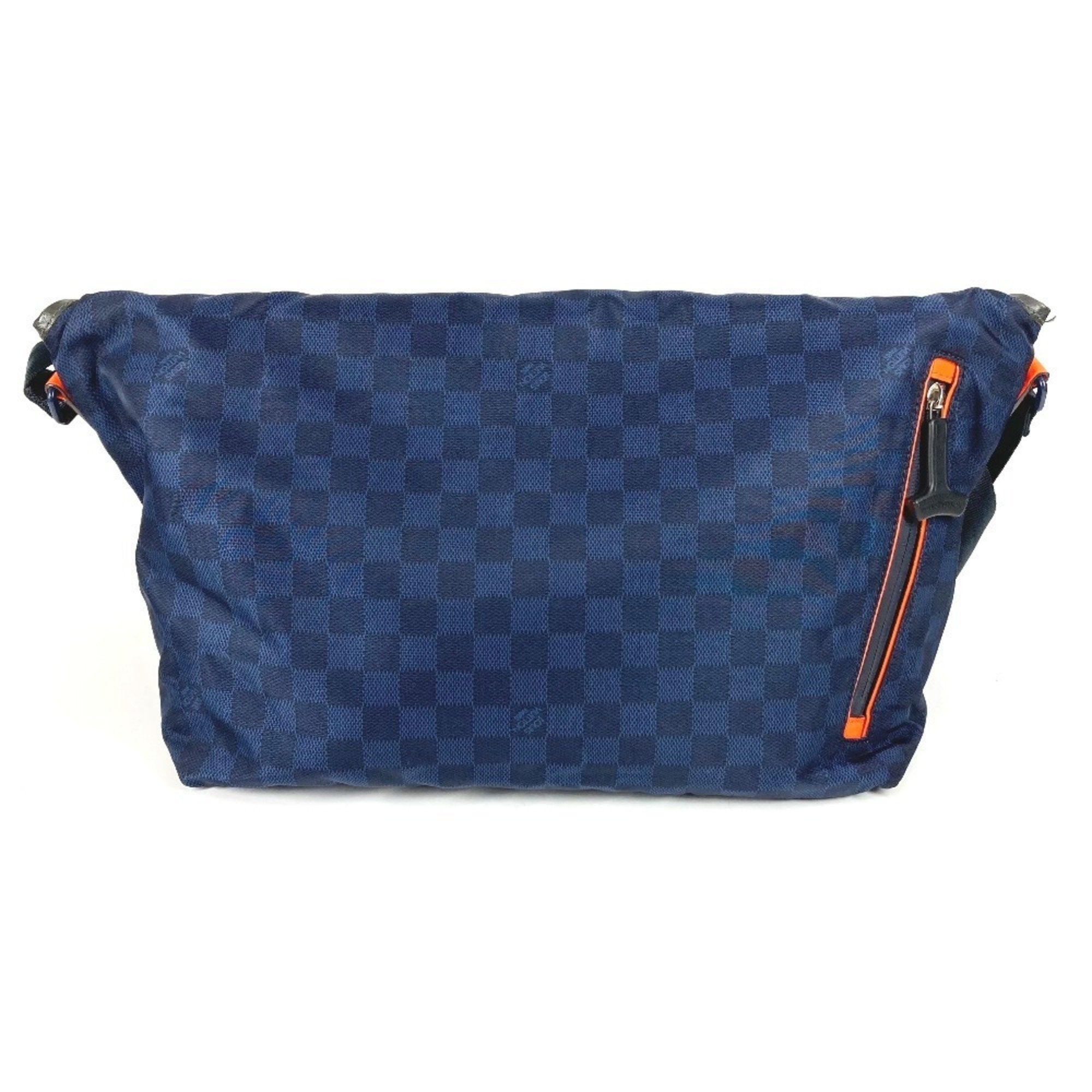 Louis Vuitton Navy Orange Leather Nylon Messenger Bag Shoulder Bag