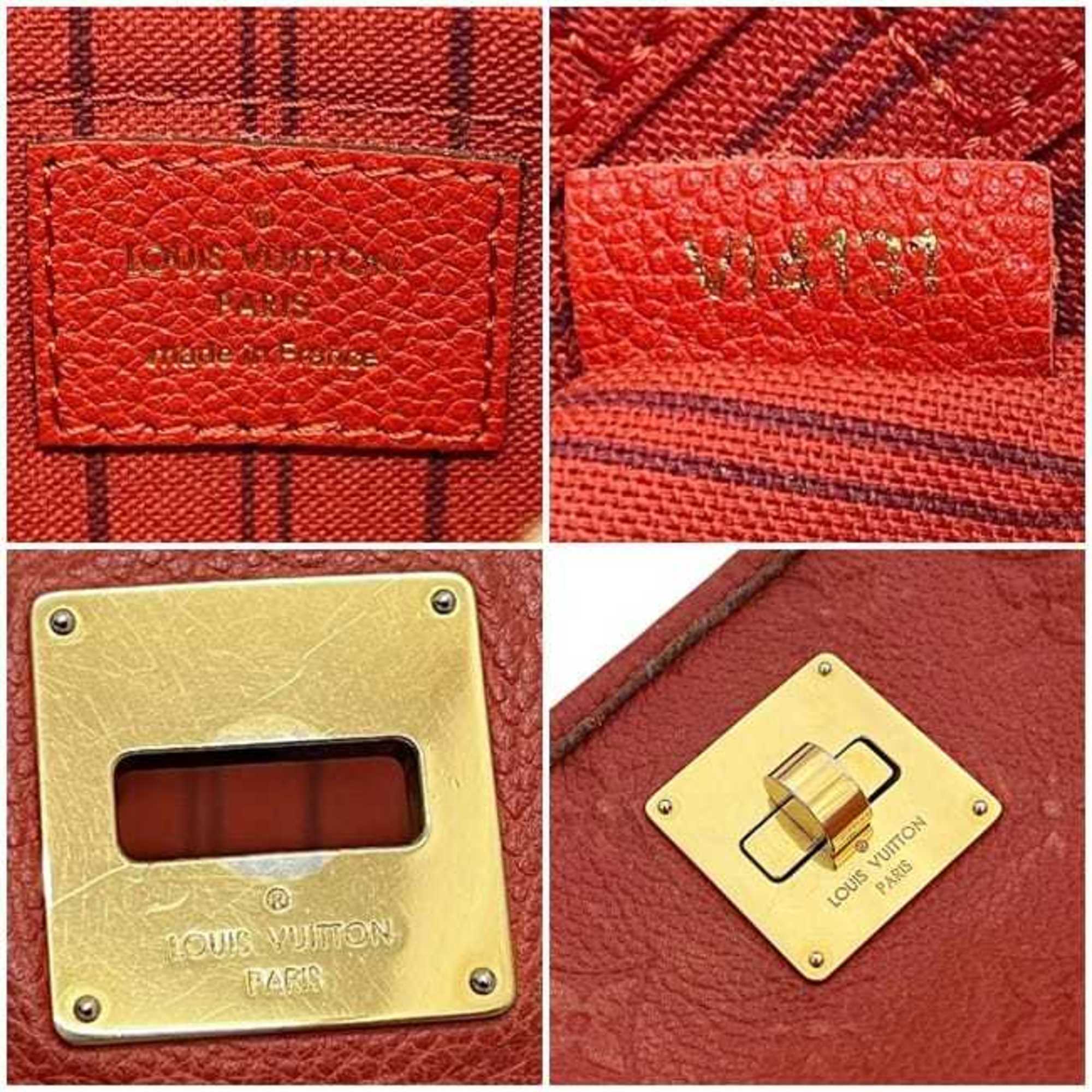 Louis Vuitton Monogram Empreinte Auriane Red Color Leather Tote Bag
