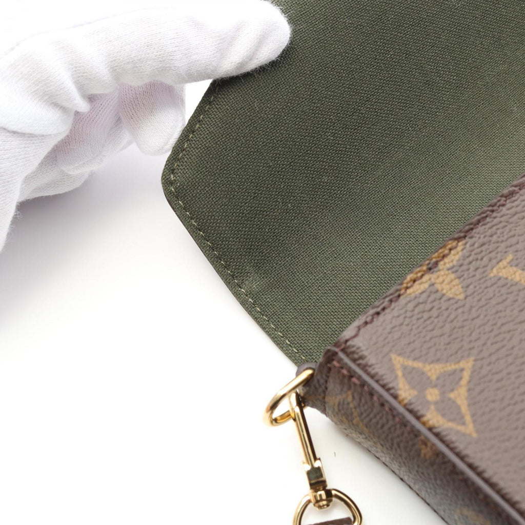 Louis Vuitton Brown Green Coated Canvas Pochette Shoulder Bag