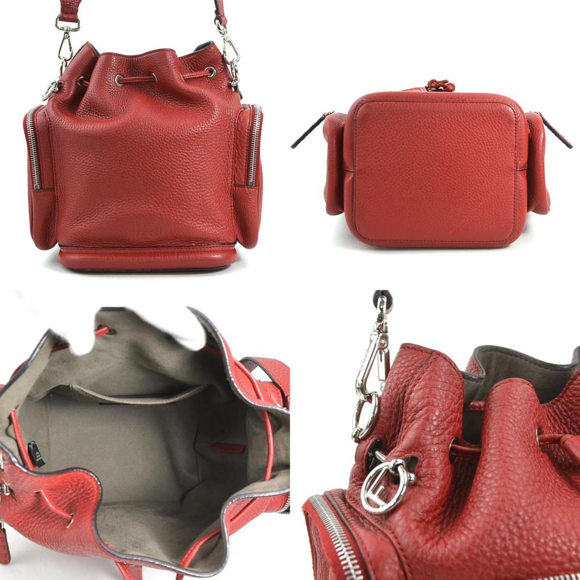 Fendi Burgundy Red Color Leather Shoulder Bag