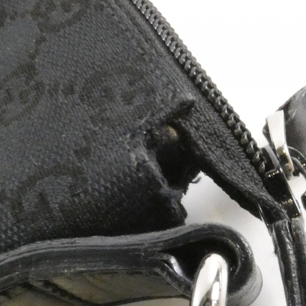 Gucci Gg Canvas Black Gg Canvas Leather Shoulder Bag (Pre-Owned)