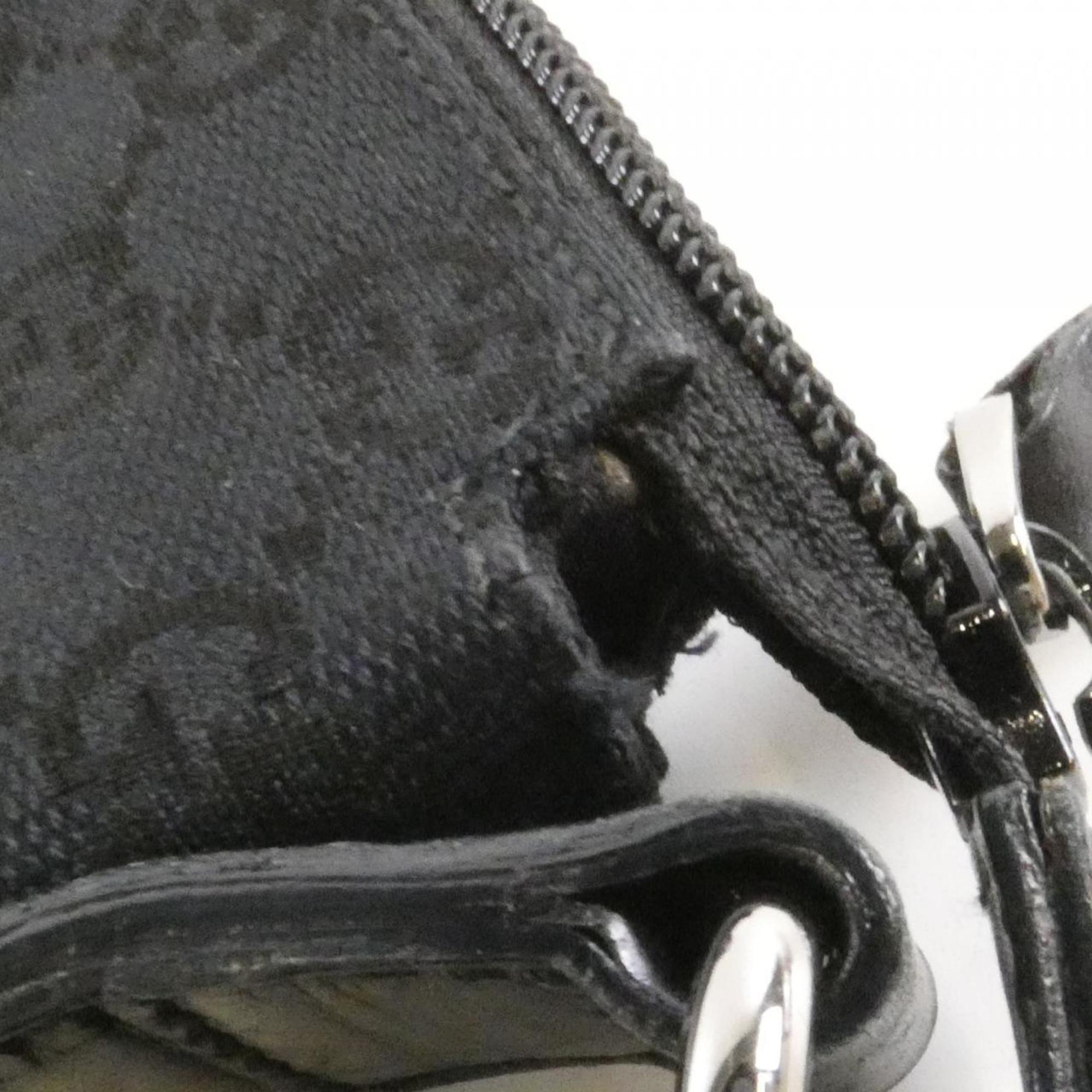 Gucci Gg Canvas Black Gg Canvas Leather Shoulder Bag (Pre-Owned)