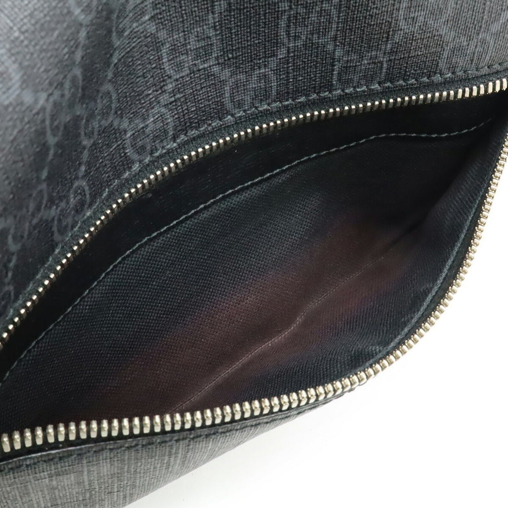Gucci Black Dark Gray Gg Supreme Leather Fanny Pack (Pre-Owned)