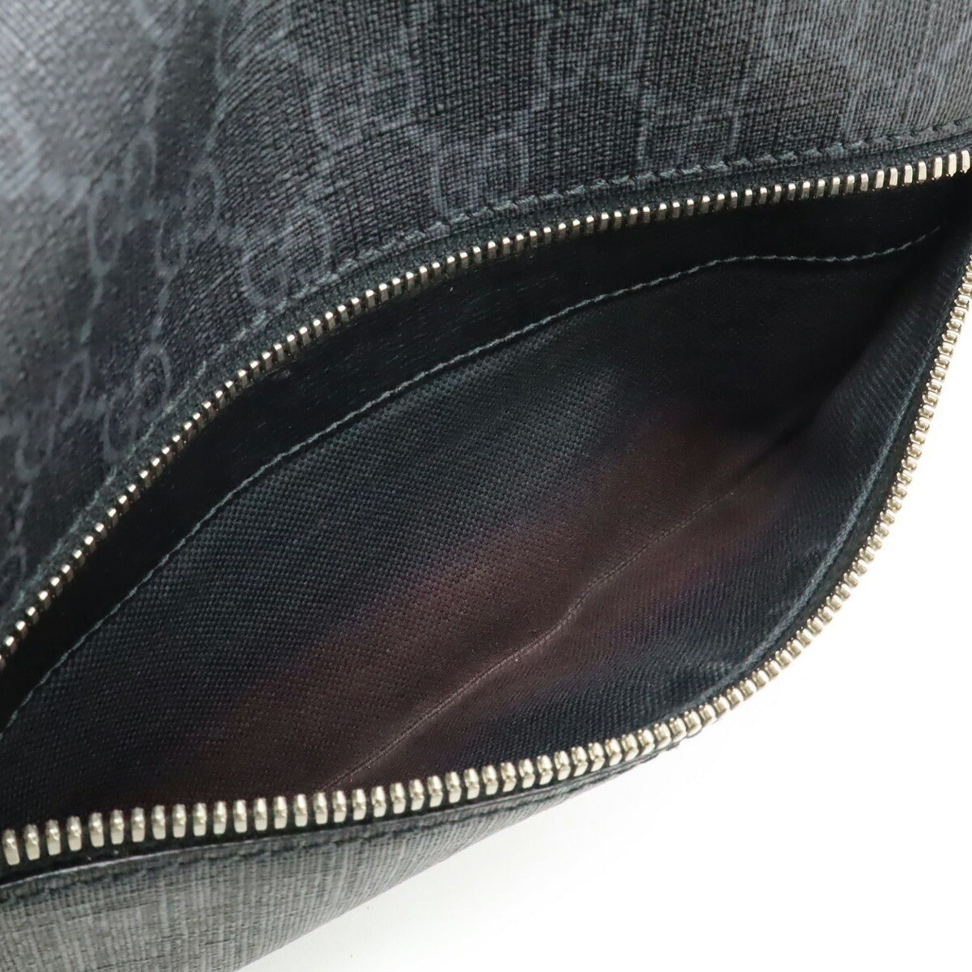 Gucci Black Dark Gray Gg Supreme Leather Fanny Pack (Pre-Owned)