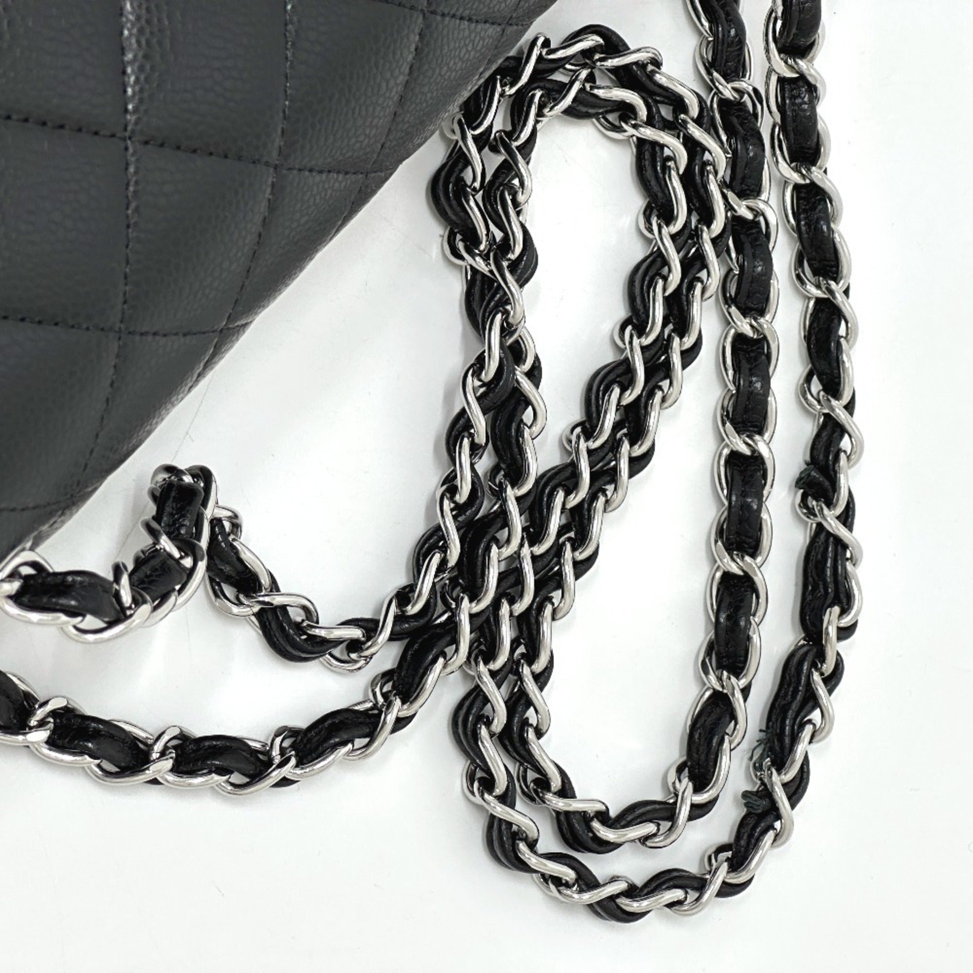 Chanel Black Grained Calfskin Shoulder Bag