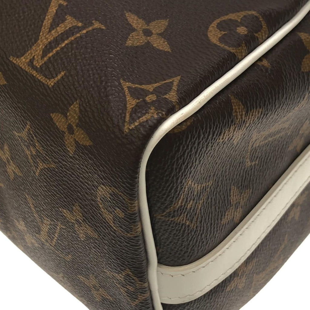 Louis Vuitton Brown Marron White Coated Canvas Boston Bag
