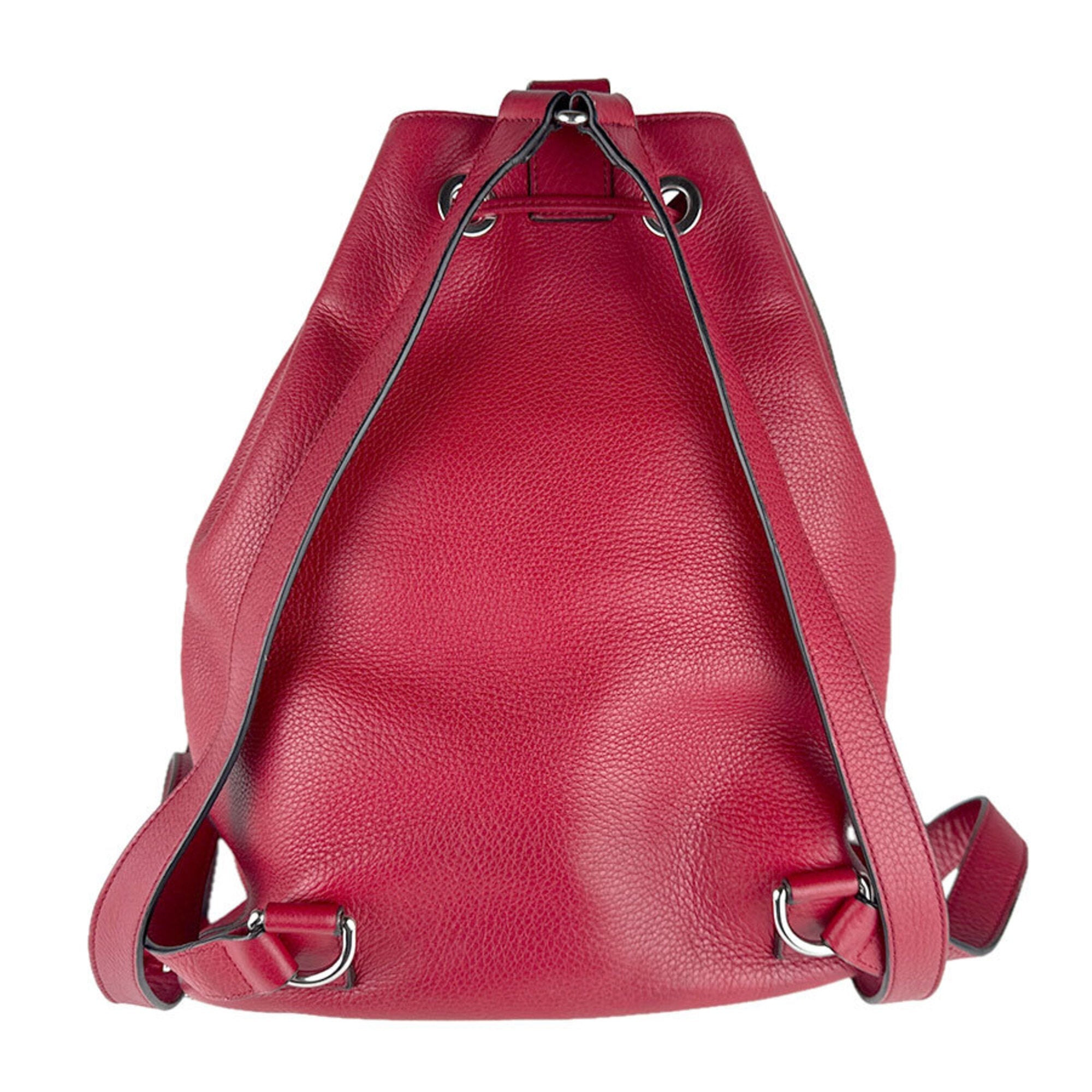 Gucci Red Color Leather Backpack (Pre-Owned)