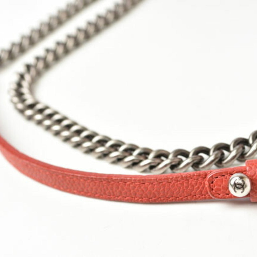 Chanel Red Color Caviar Leather Shoulder Bag