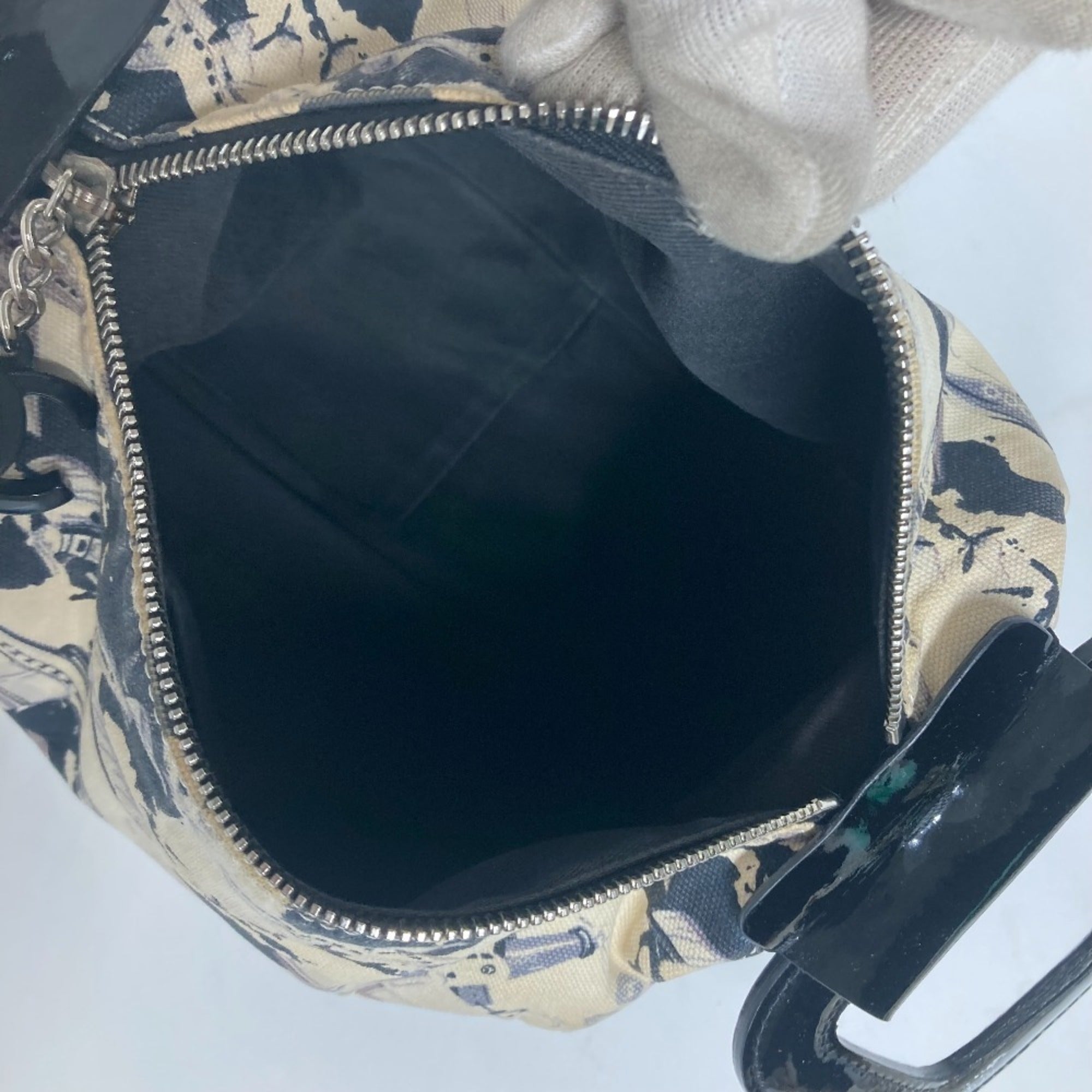 Chanel Black White Canvas Handbag