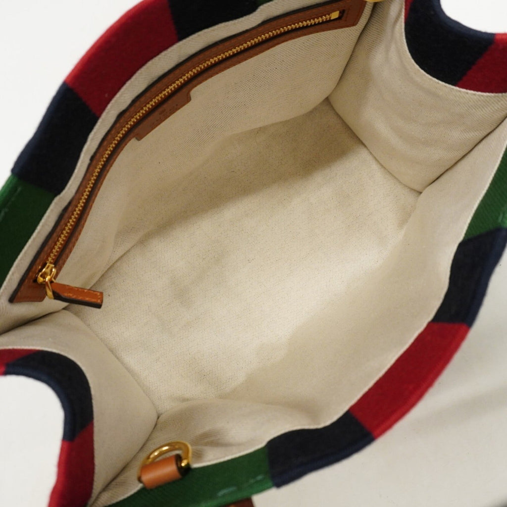 Gucci Brown Green Canvas Tote Bag (Pre-Owned)