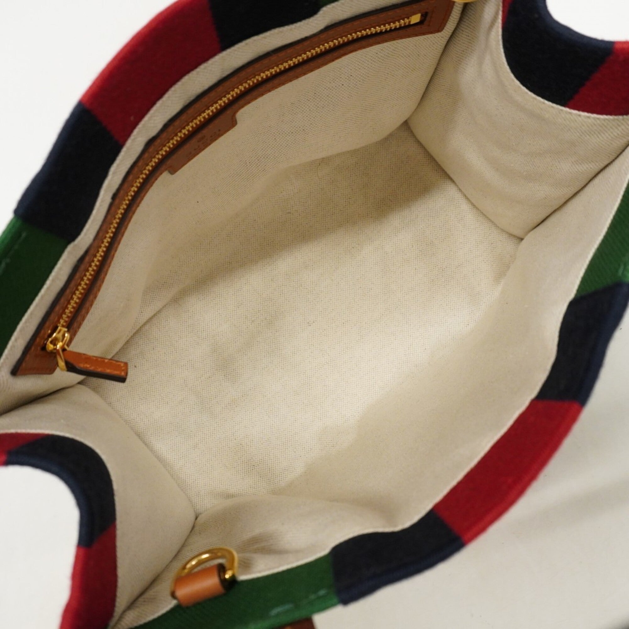 Gucci Brown Green Canvas Tote Bag (Pre-Owned)