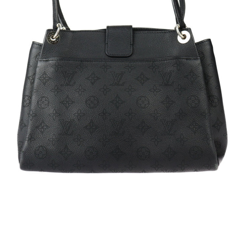 Louis Vuitton Black Leather Handbag Shoulder Bag Tote Bag