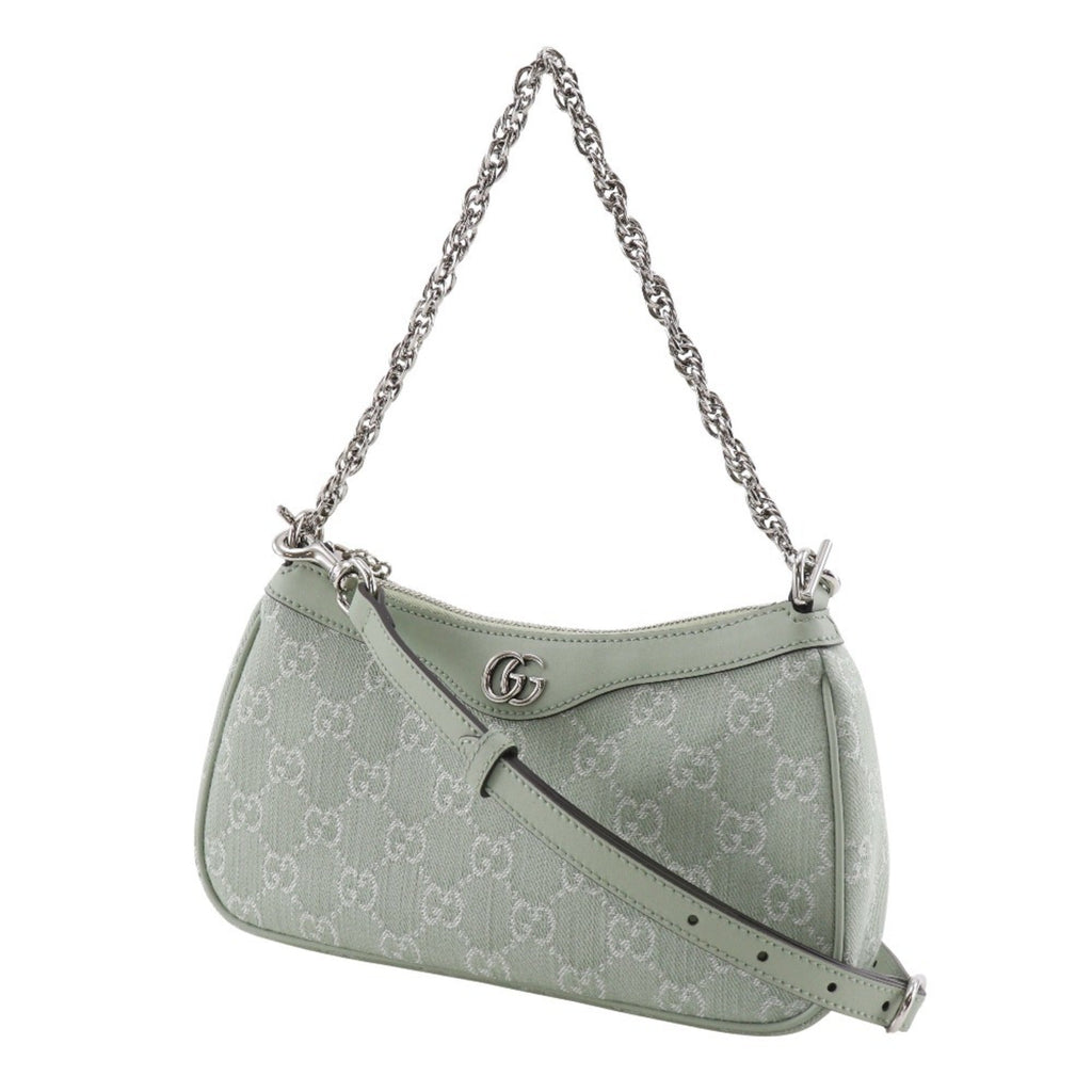 Gucci Green Pale Green Gg Canvas Shoulder Bag (Pre-Owned)