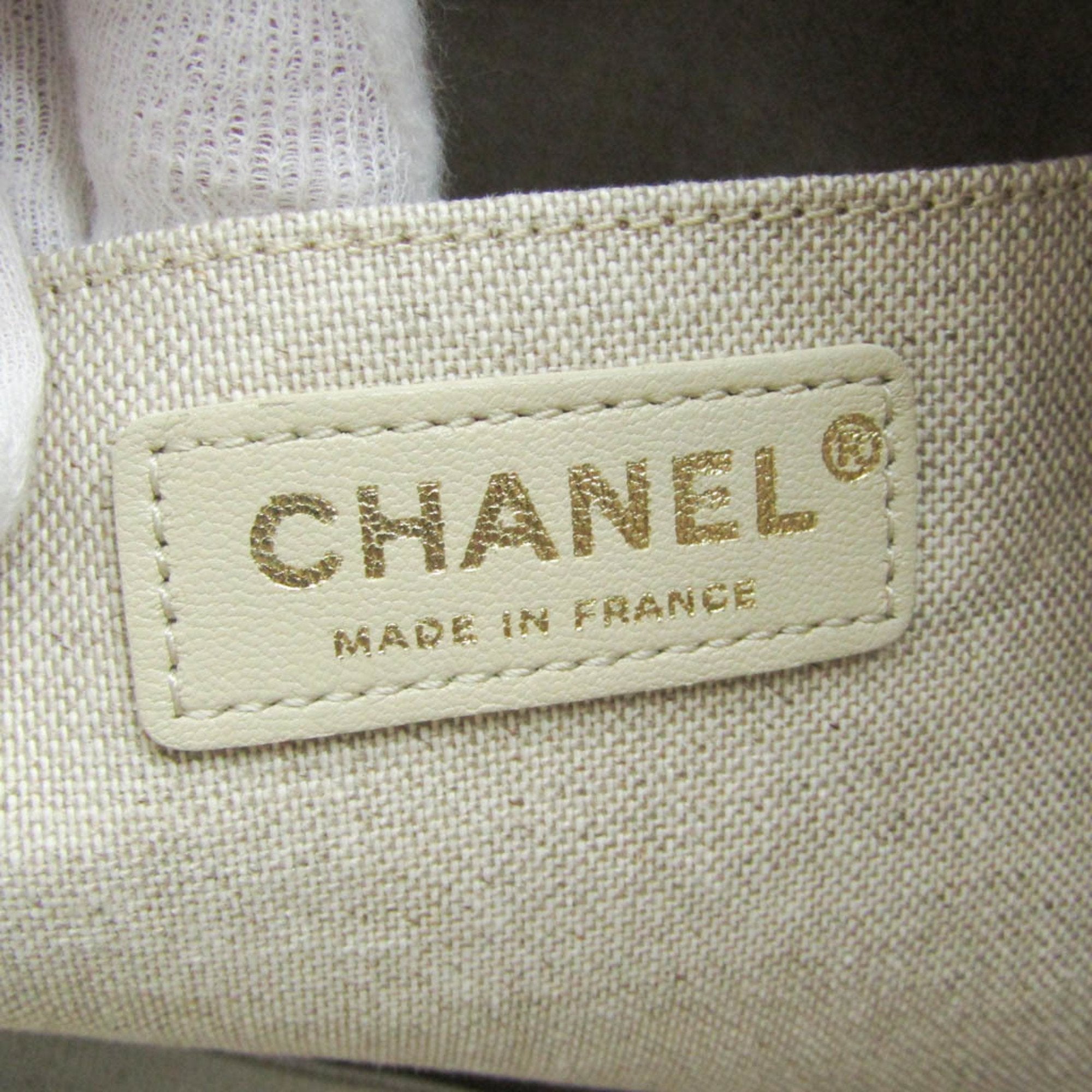 Chanel Multi-Color Pink Beige Canvas Leather Handbag Tote Bag