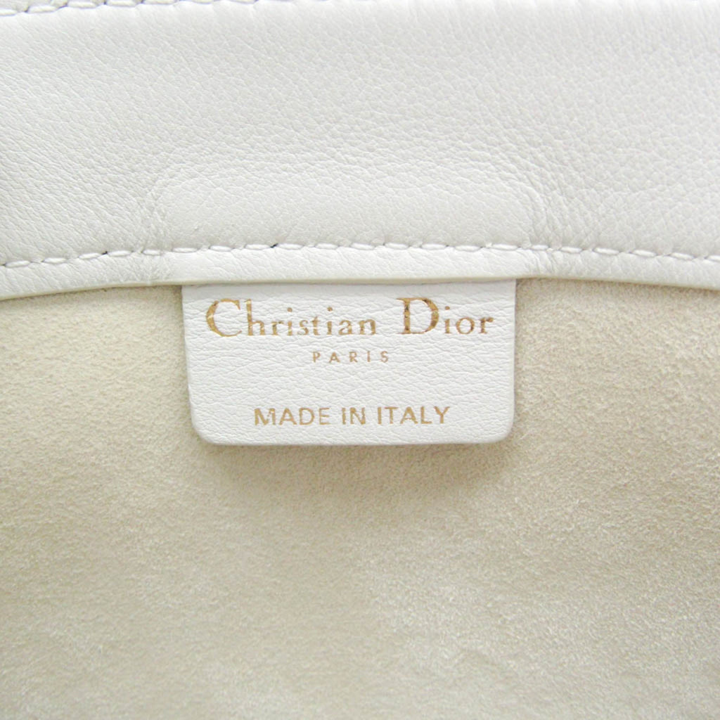 Christian Dior Black White Leather Tote Bag (Pre-Owned)