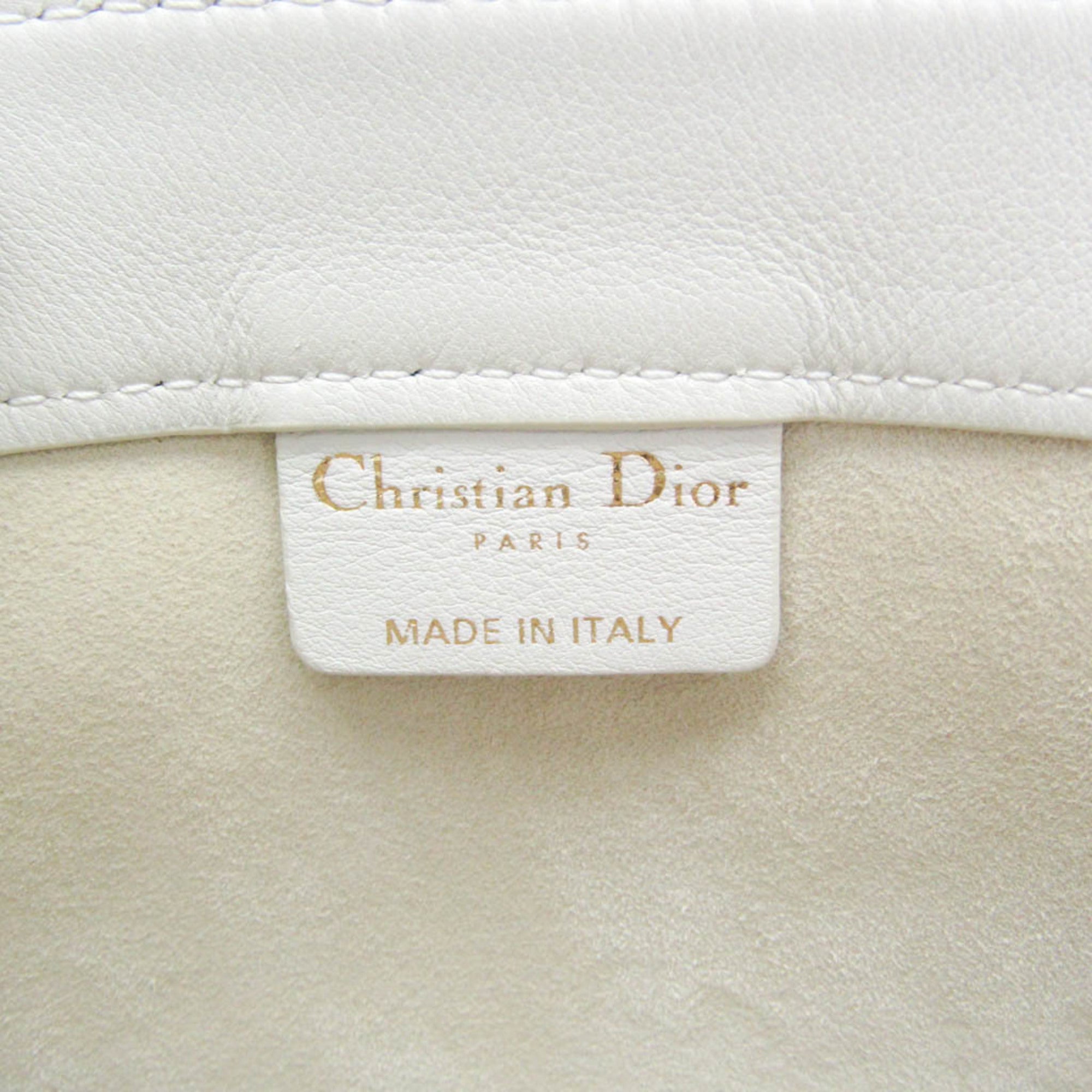 Christian Dior Black White Leather Tote Bag (Pre-Owned)
