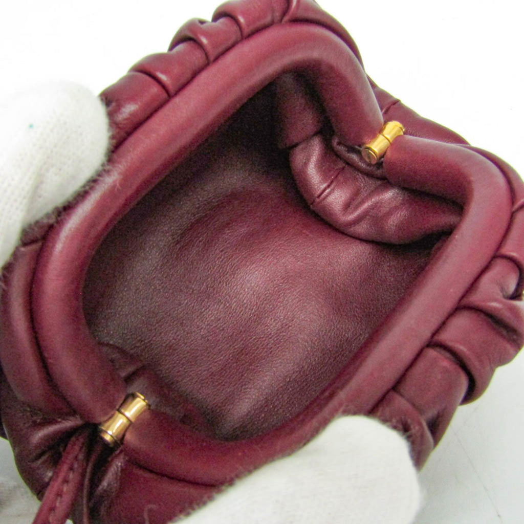 Bottega Veneta The Pouch Leather Burgundy Leather Clutche & Pouche Bag