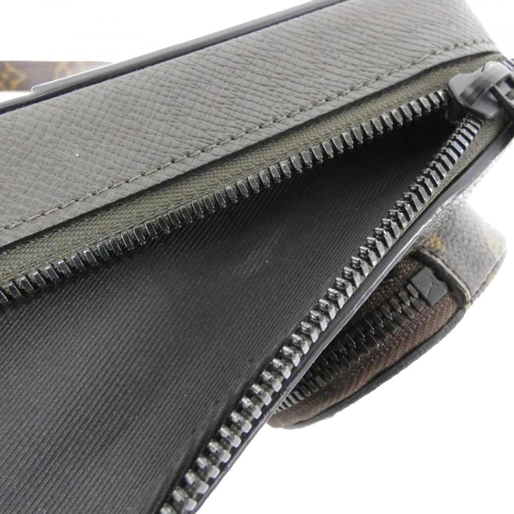 Louis Vuitton Black Khaki Marron Coated Canvas Leather Shoulder Bag