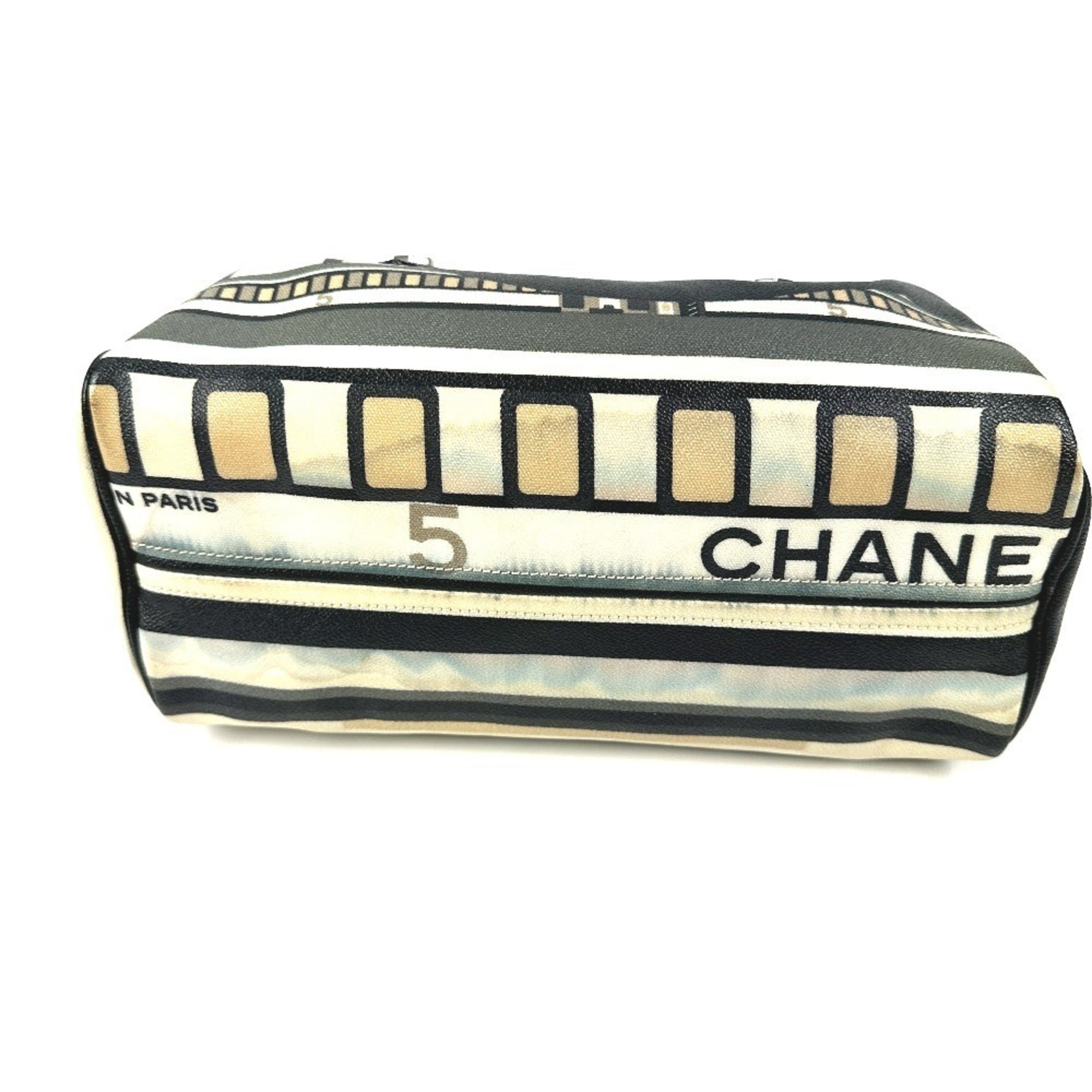 Chanel Black Yellow Pvc Boston Bag Handbag