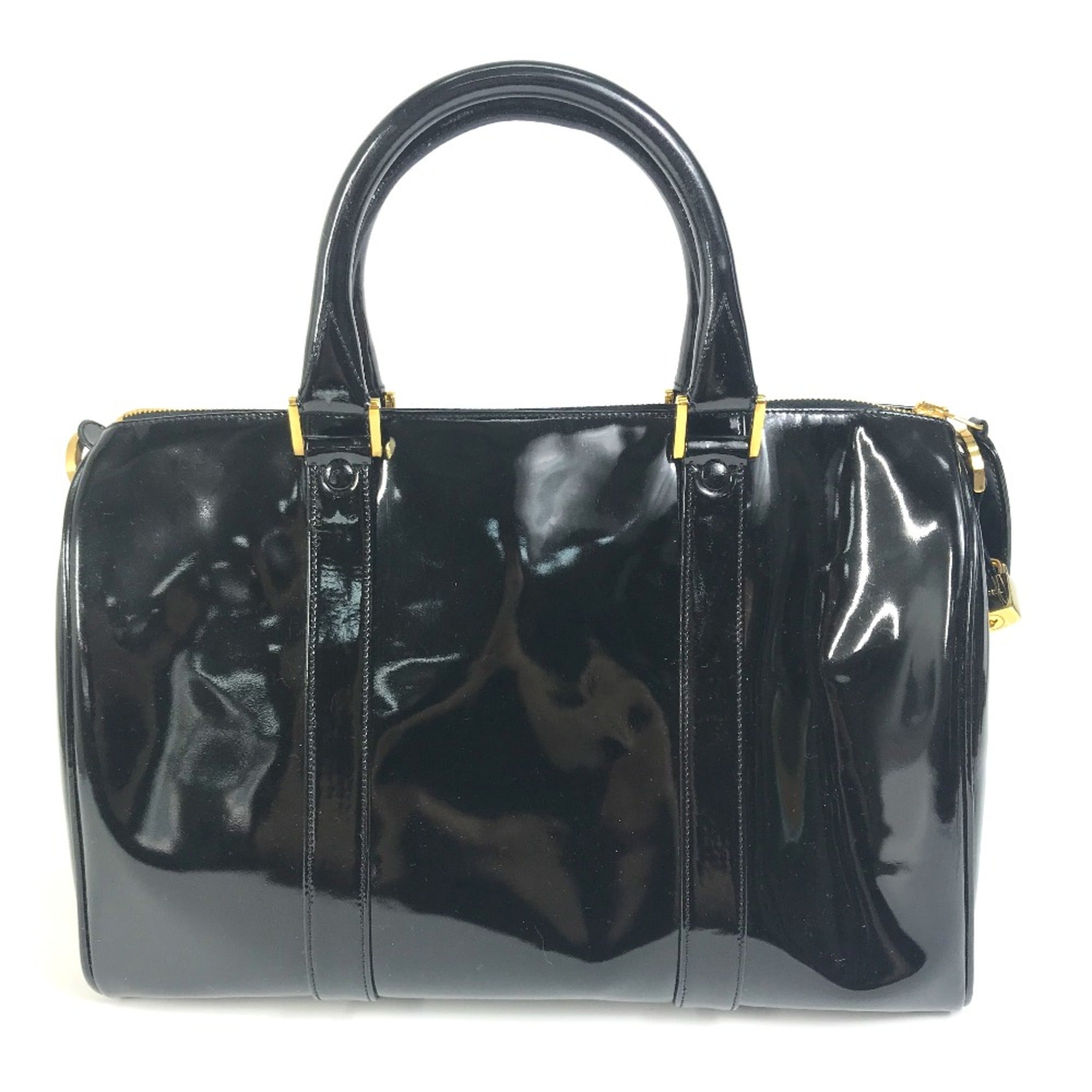 Chanel Black Patent Leather Boston Bag