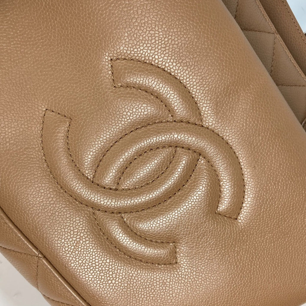Chanel Beige Grained Calfskin Shoulder Bag Tote Bag