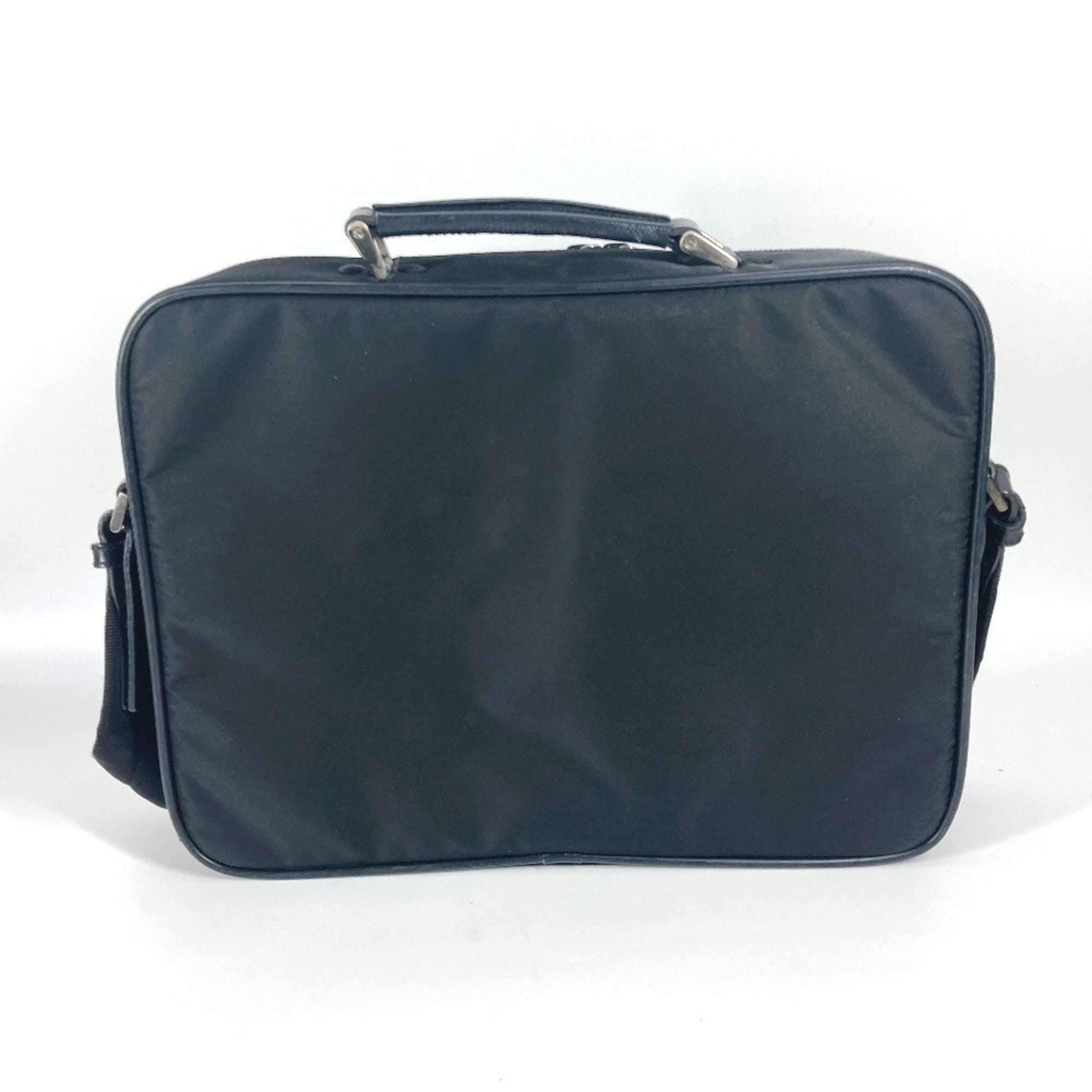 Prada Black Leather Nylon Handbag Shoulder Bag