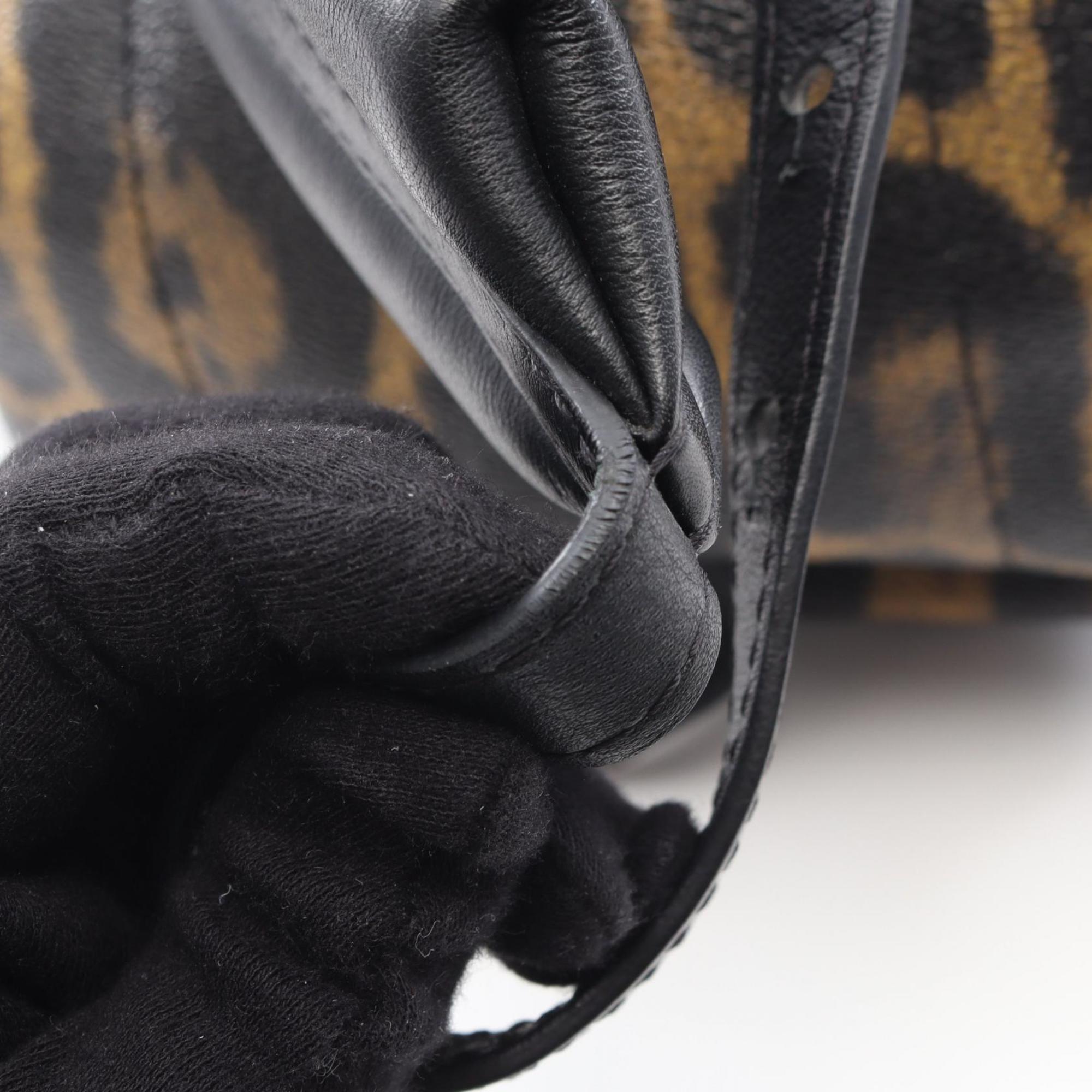 Louis Vuitton Black Brown Coated Canvas Leather Backpack Handbag