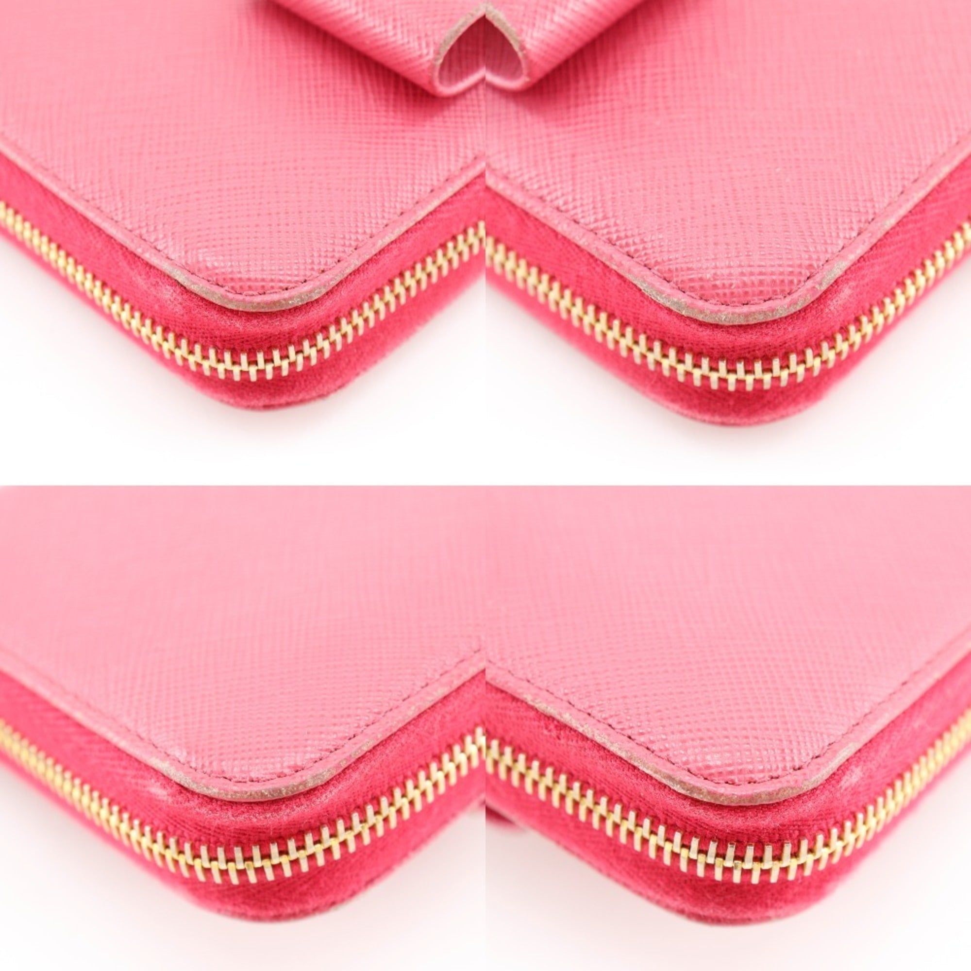 Prada Peonia Pink Saffiano Triangle Long Wallet (Bi-Fold)