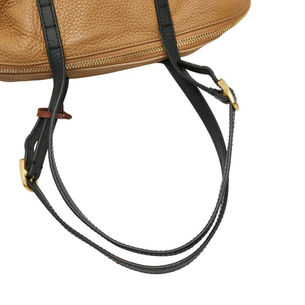 Fendi Selleria Red Brown Leather Tote Bag