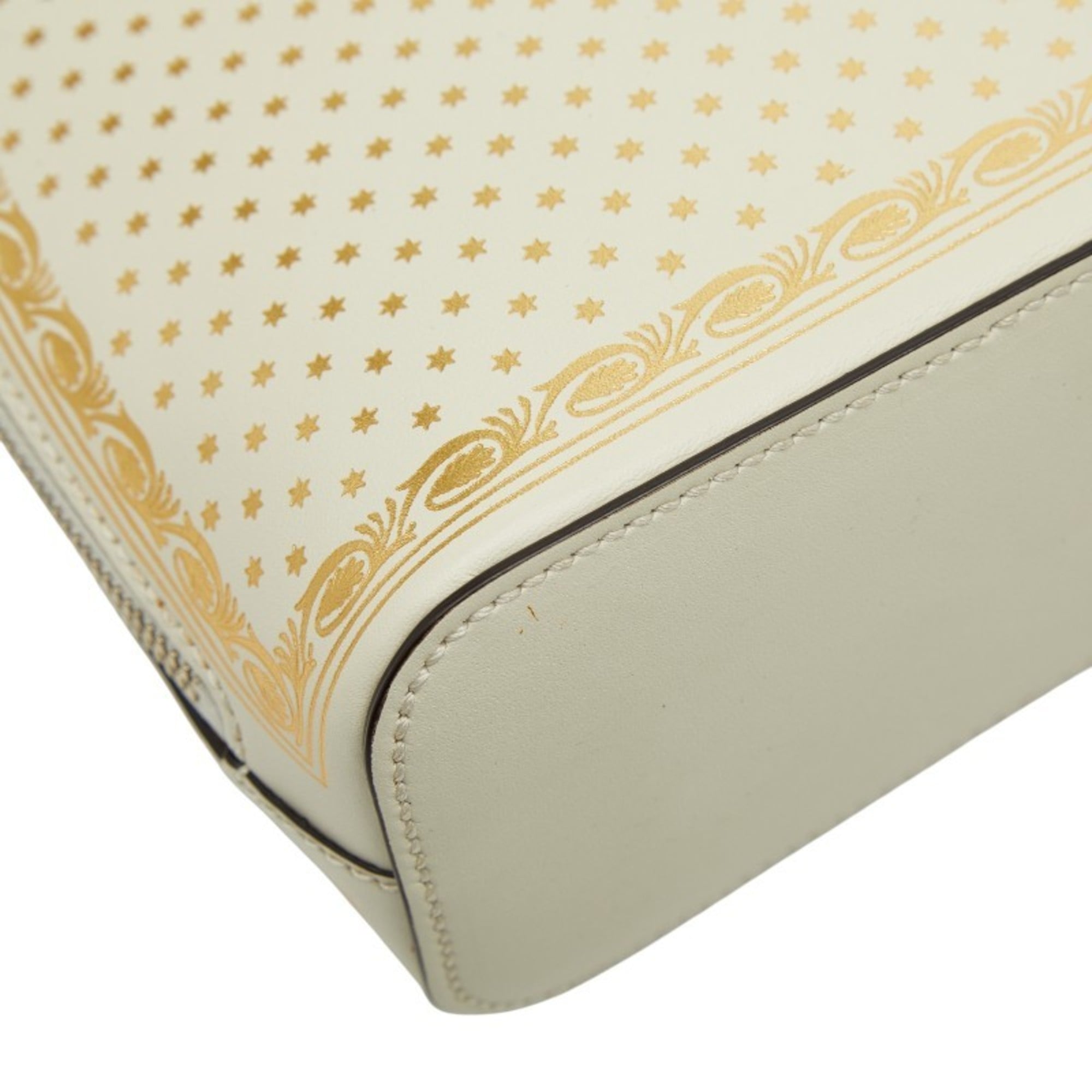 Gucci Gold White Leather Shoulder Bag (Pre-Owned)