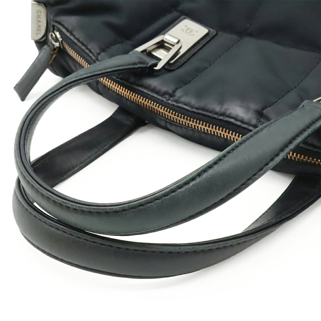 Chanel Black Nylon Leather Handbag