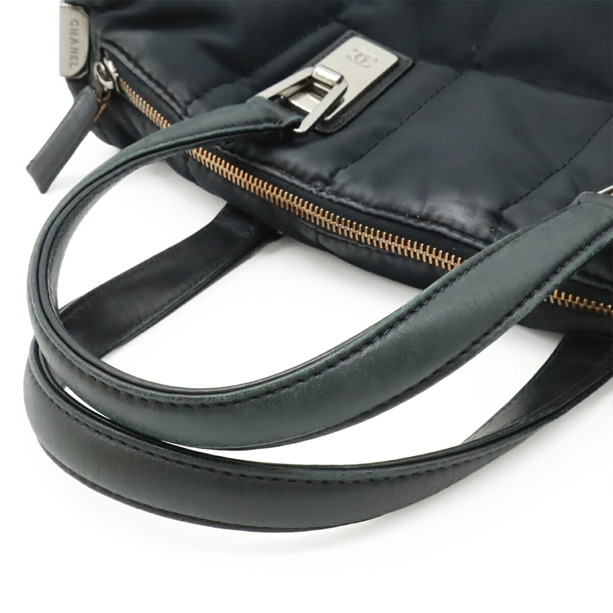 Chanel Black Nylon Leather Handbag