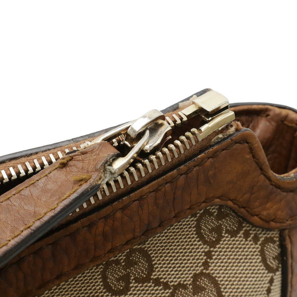 Gucci Gg Canvas Beige Brown Khaki Canvas Leather Shoulder Bag (Pre-Owned)
