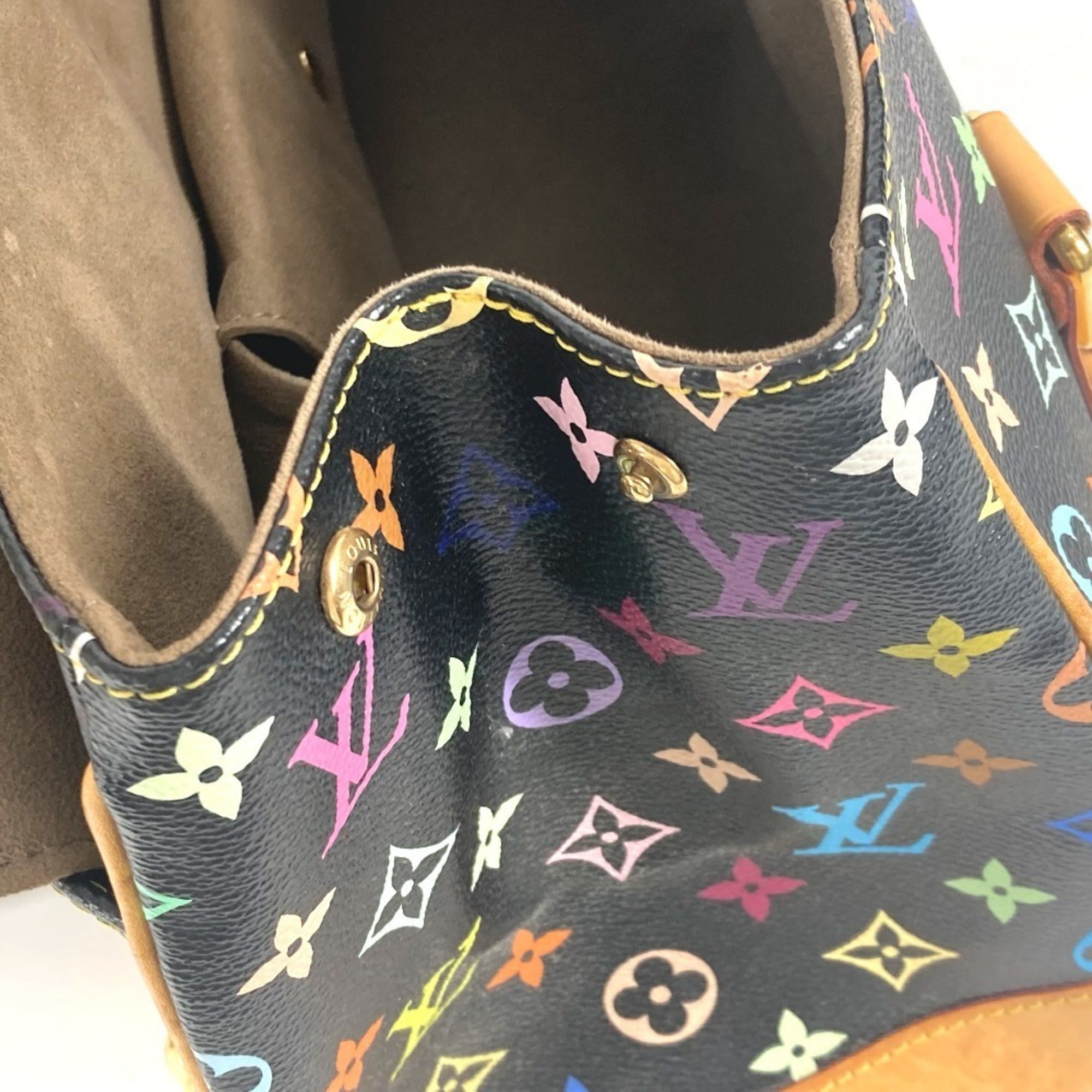 Louis Vuitton Black Multi-Color Noir Monogram Multicolore Canvas Handbag Shoulder Bag Tote Bag