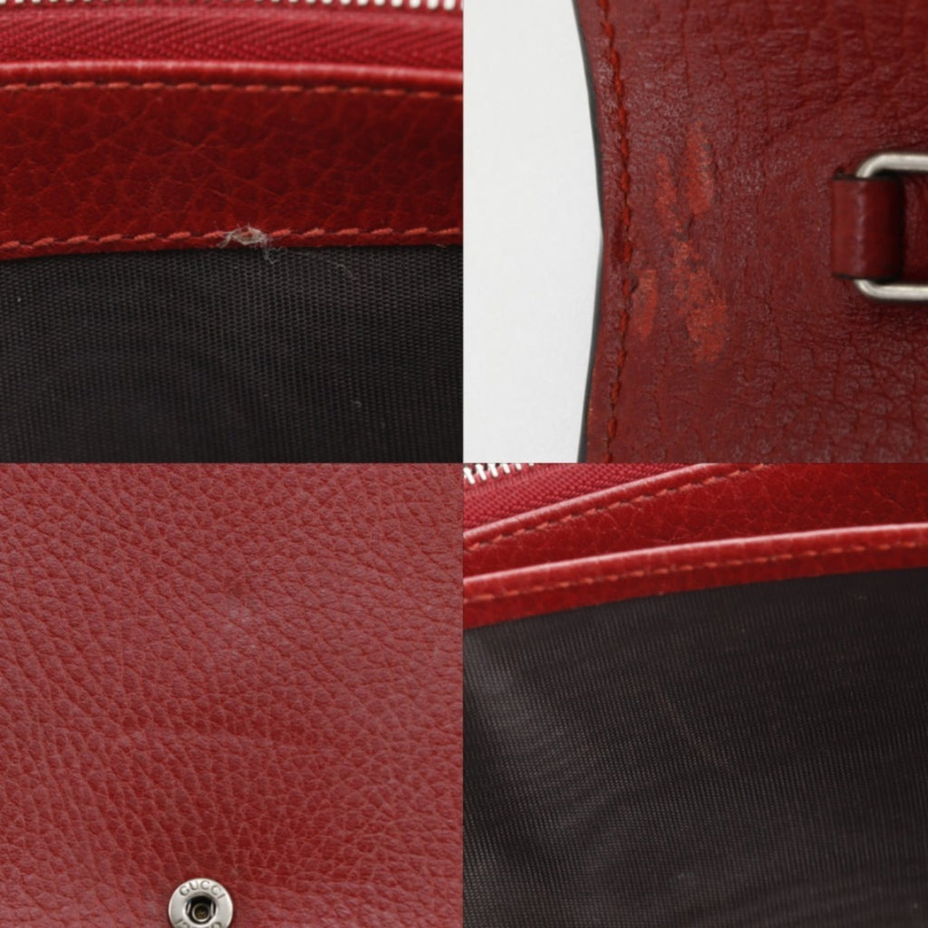 Gucci Red Color Leather Shoulder Bag (Pre-Owned)