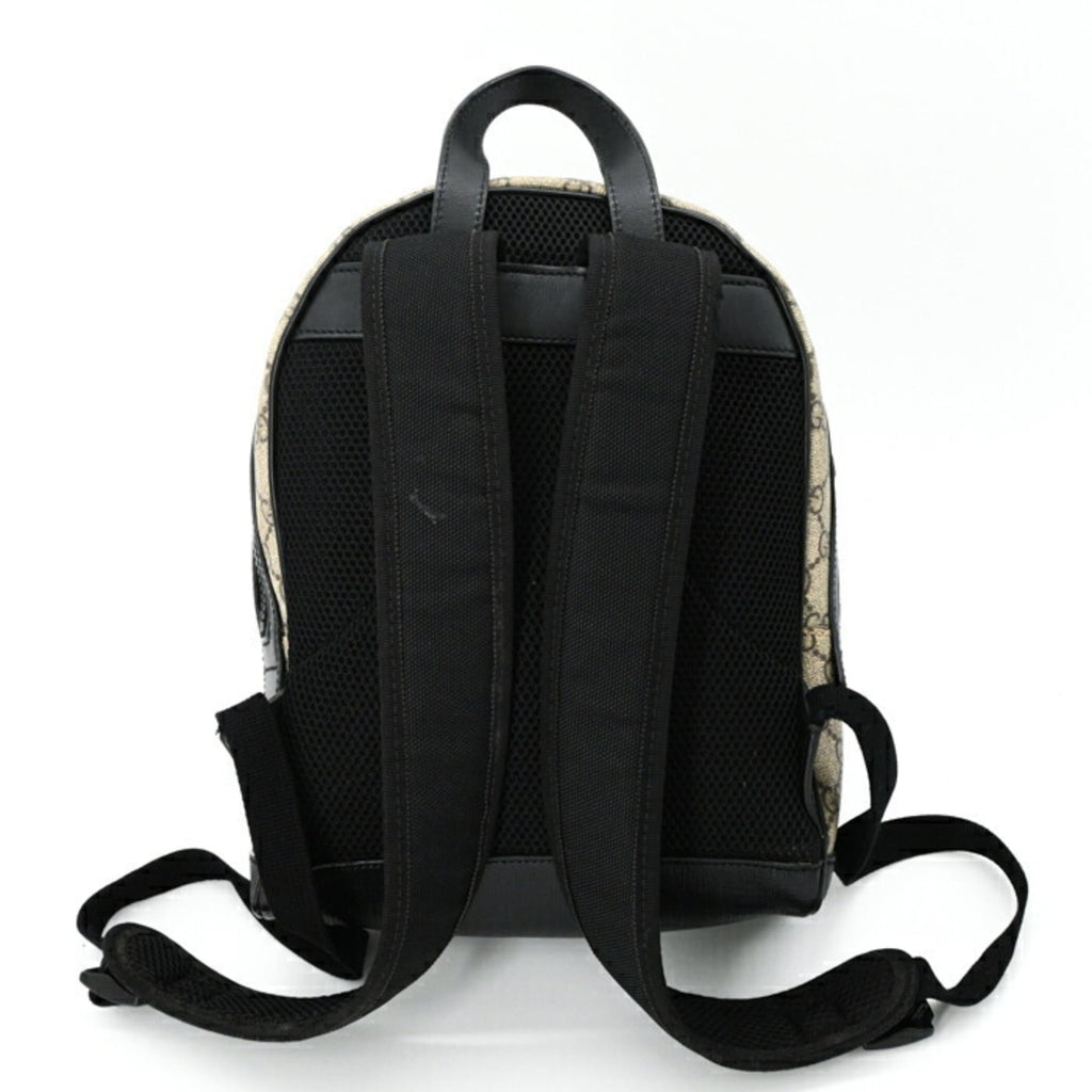 Gucci Beige Black Gg Supreme Leather Backpack (Pre-Owned)