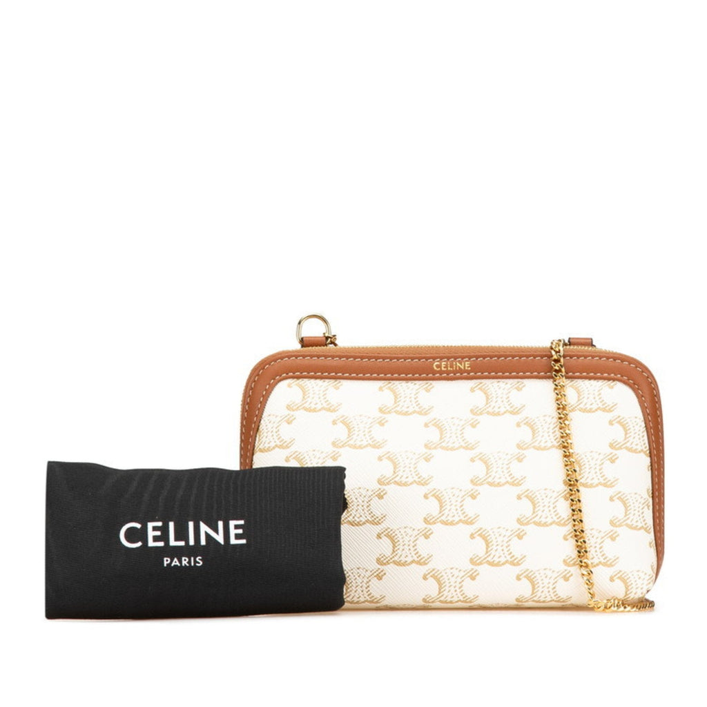 Celine Brown White Pvc Leather Shoulder Bag