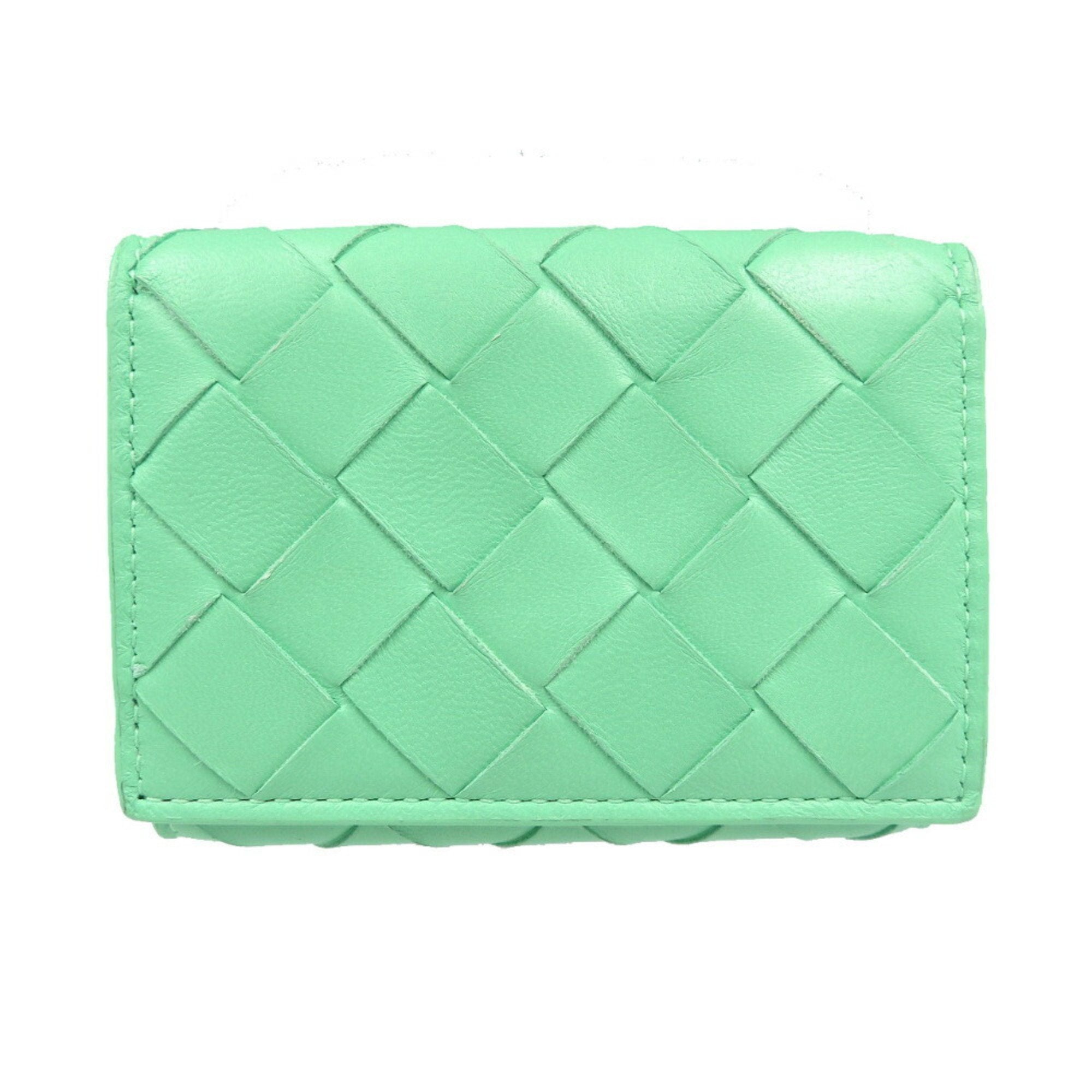 Bottega Veneta Green Leather Wallet (Tri-Fold)
