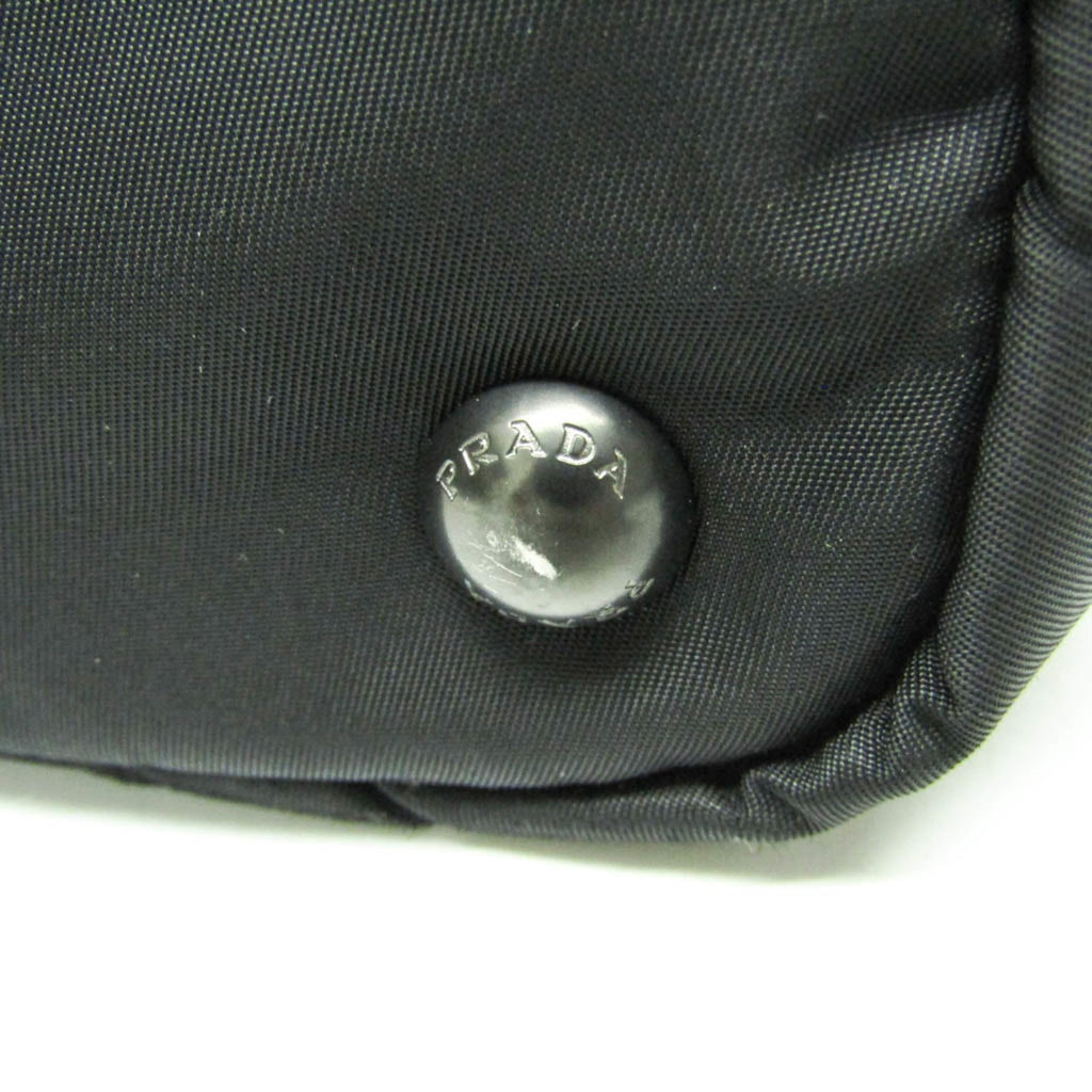 Prada Convertible Double Tote Nappa Leather And Tessuto Black Nylon Handbag