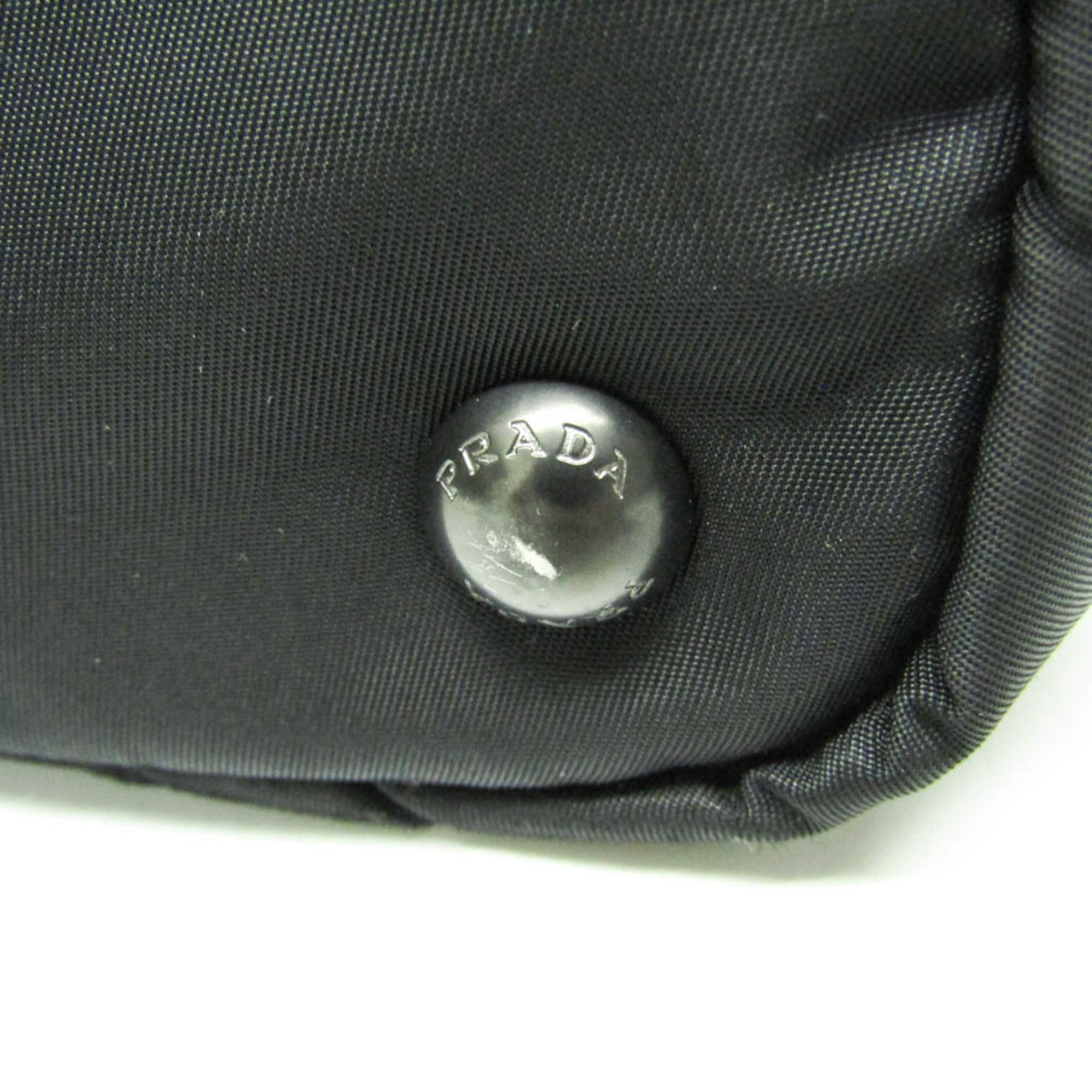 Prada Convertible Double Tote Nappa Leather And Tessuto Black Nylon Handbag