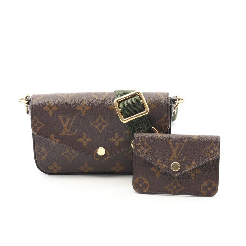 Louis Vuitton Brown Green Coated Canvas Pochette Shoulder Bag