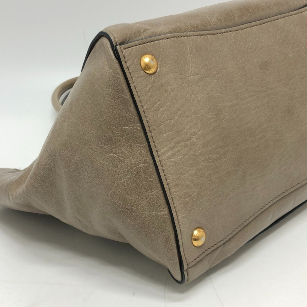Prada Brown Leather Handbag Shoulder Bag Tote Bag