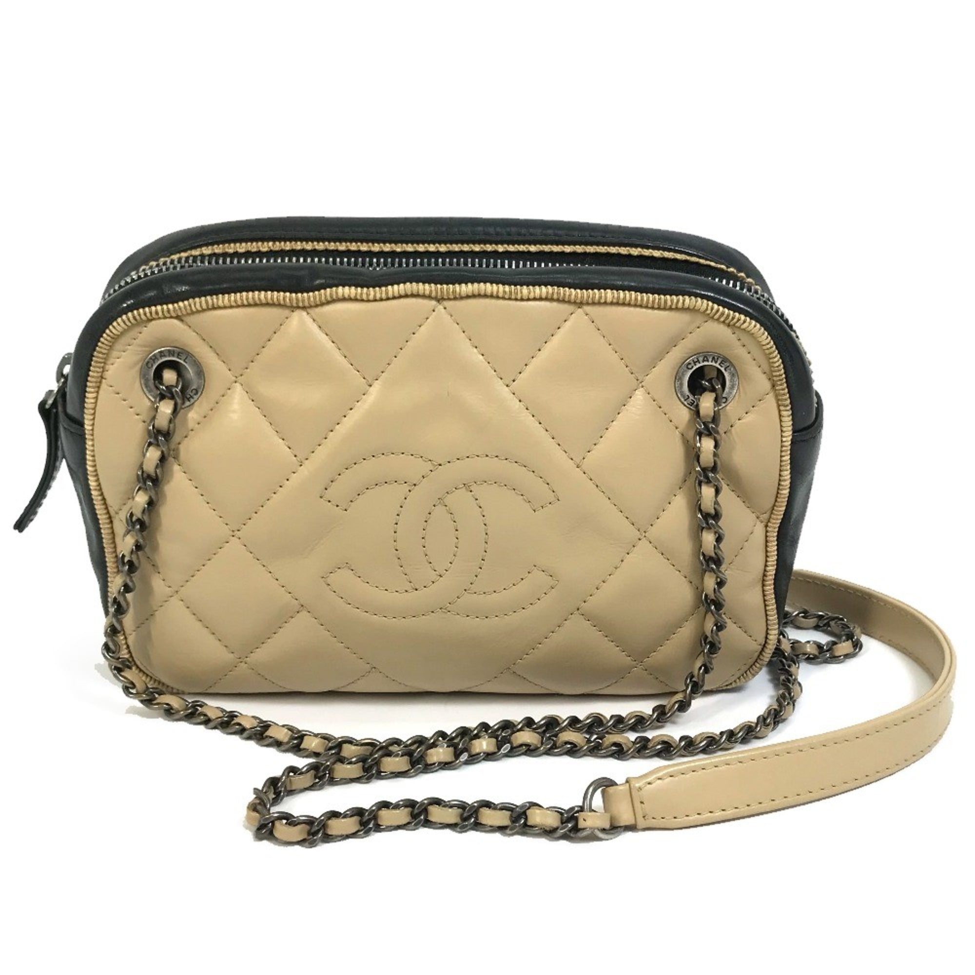 Chanel Beige Leather Shoulder Bag