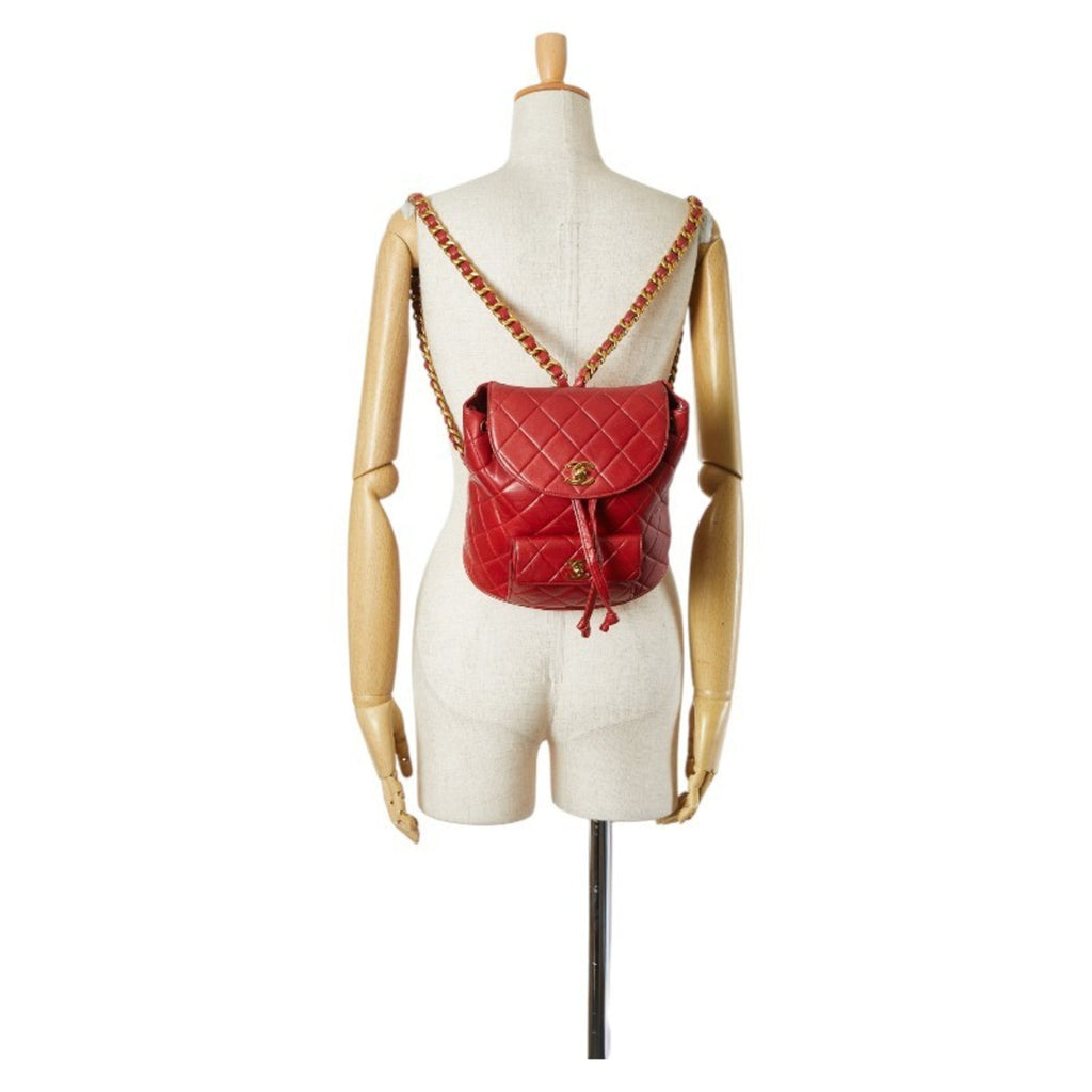 Chanel Red Color Leather Backpack
