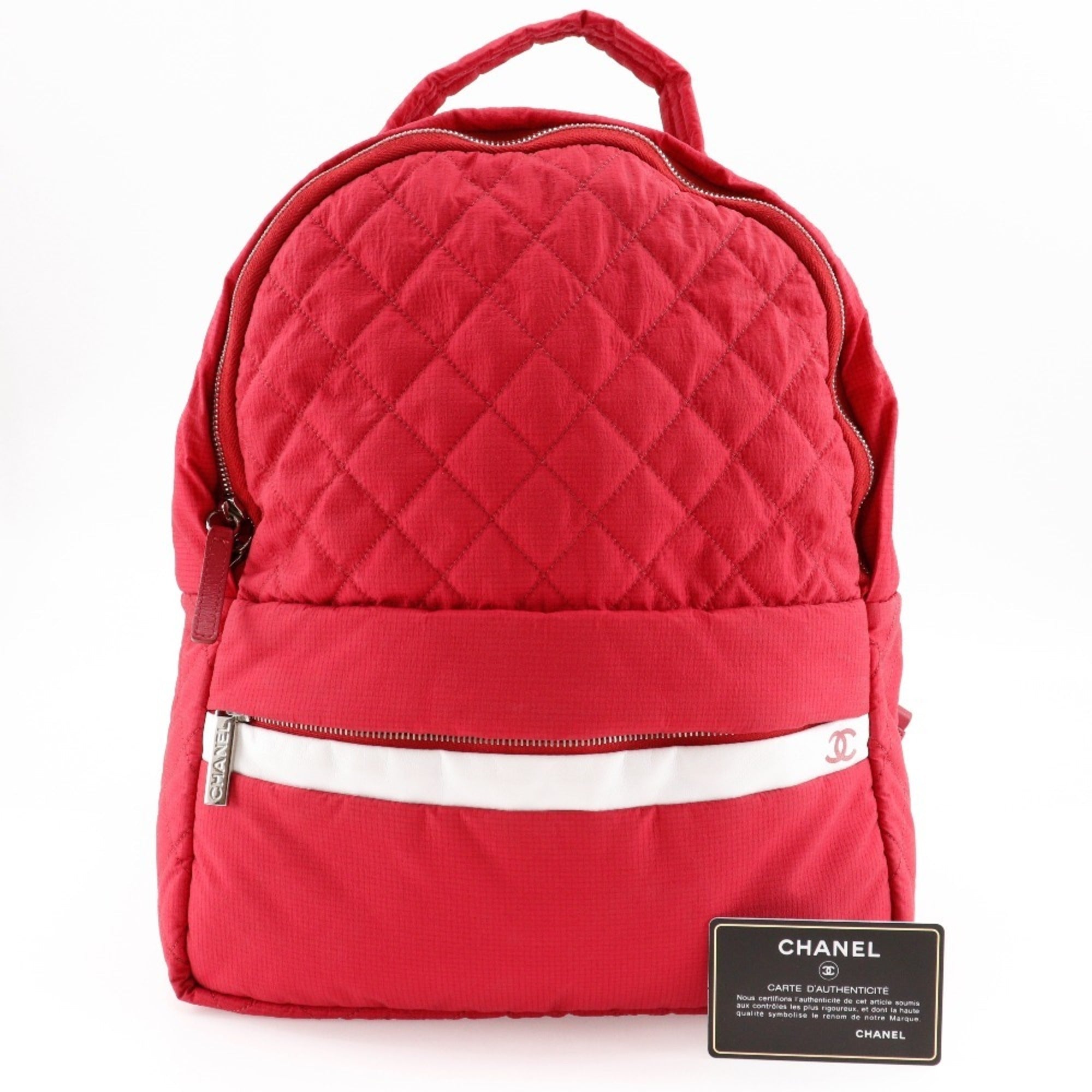 Chanel Red Color Nylon Backpack