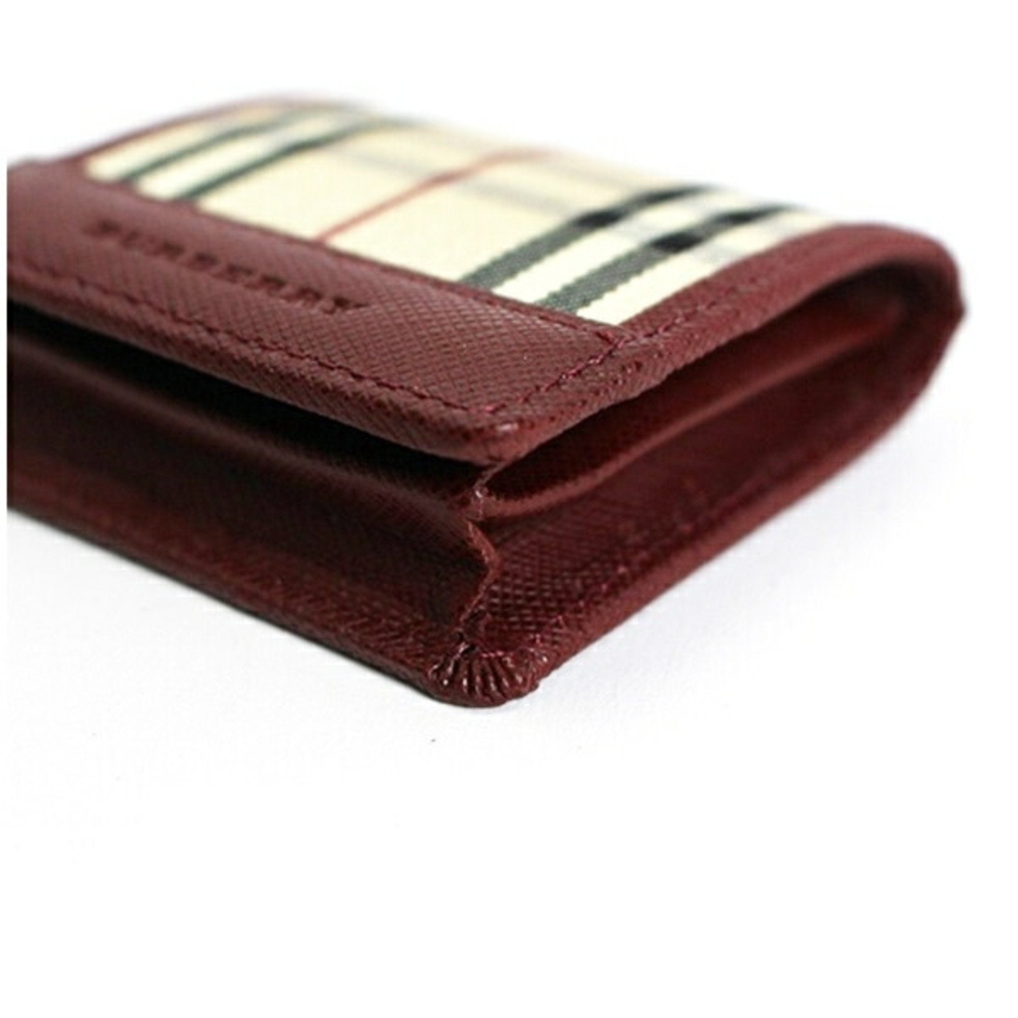 Burberry Beige Black Wine Canvas Leather Coin Purse/Coin Case