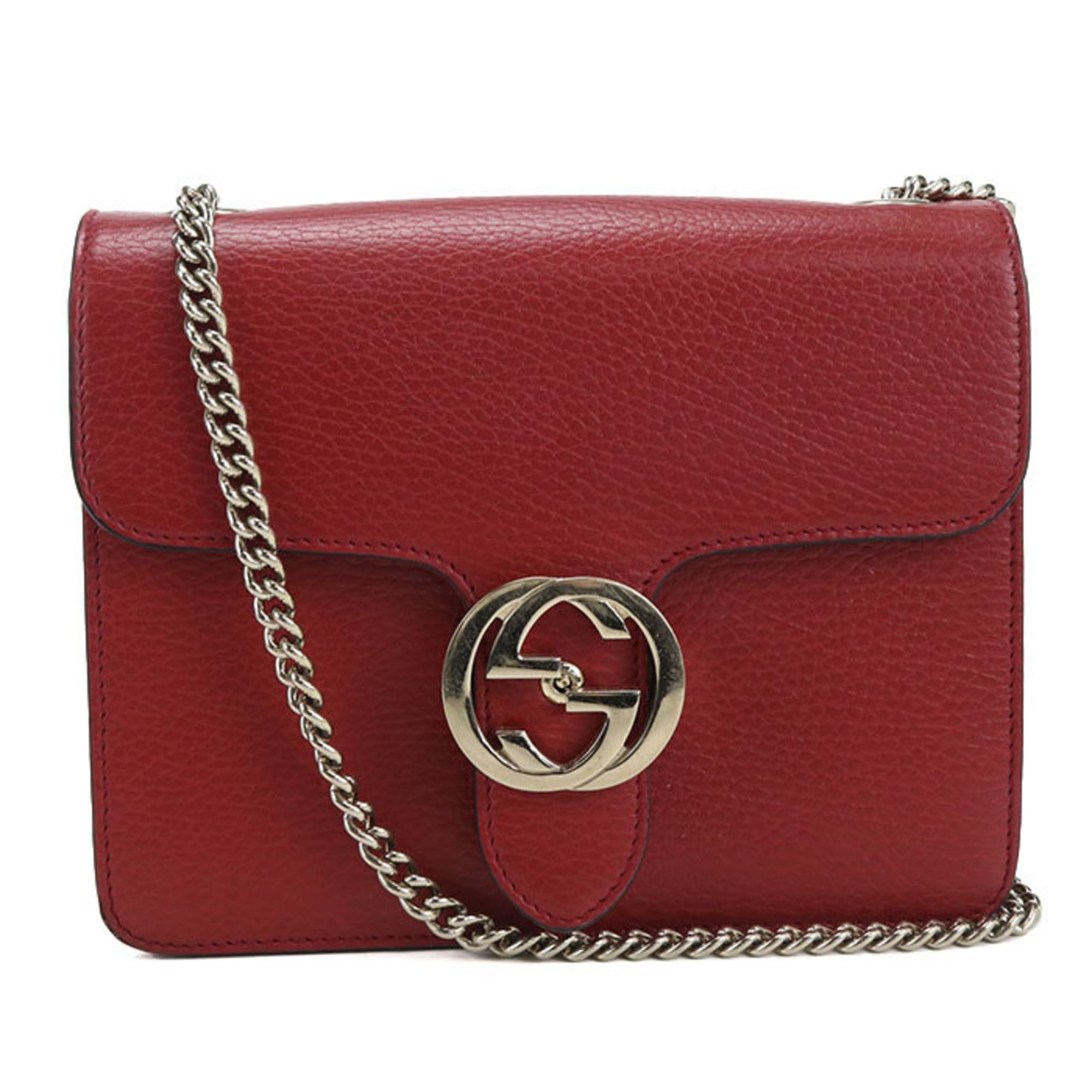 Gucci Red Color Leather Shoulder Bag (Pre-Owned)
