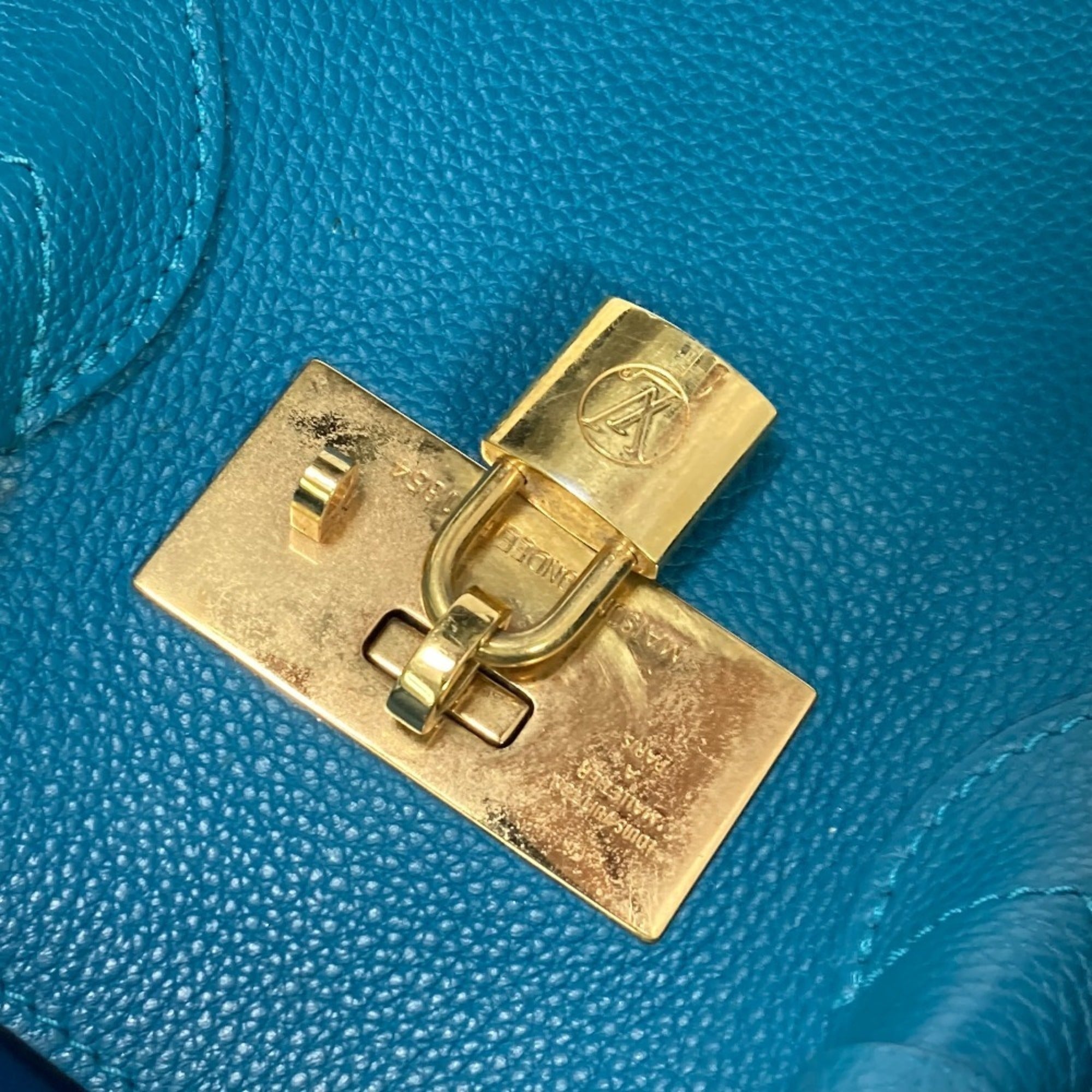 Louis Vuitton Blue Leather Handbag Shoulder Bag Tote Bag