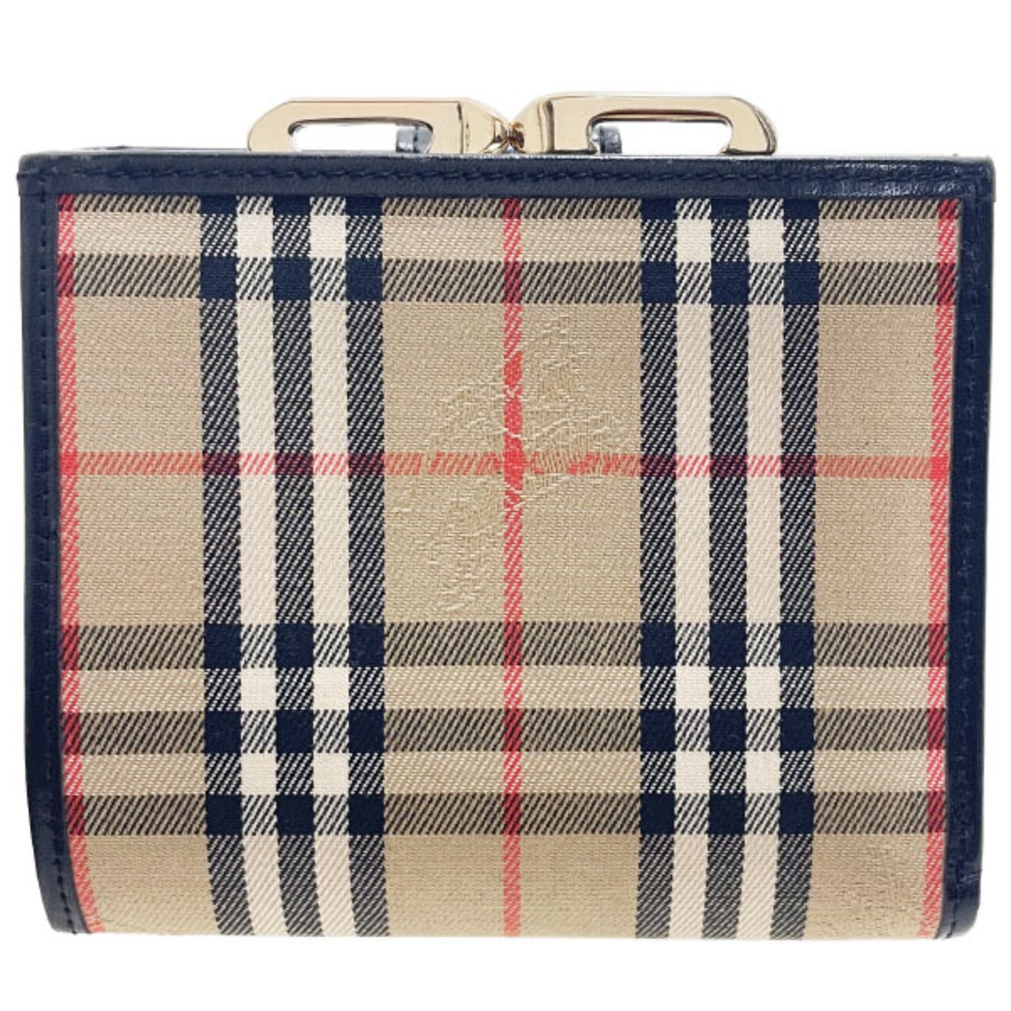 Burberry Beige Black Canvas Leather Wallet (Bi-Fold)
